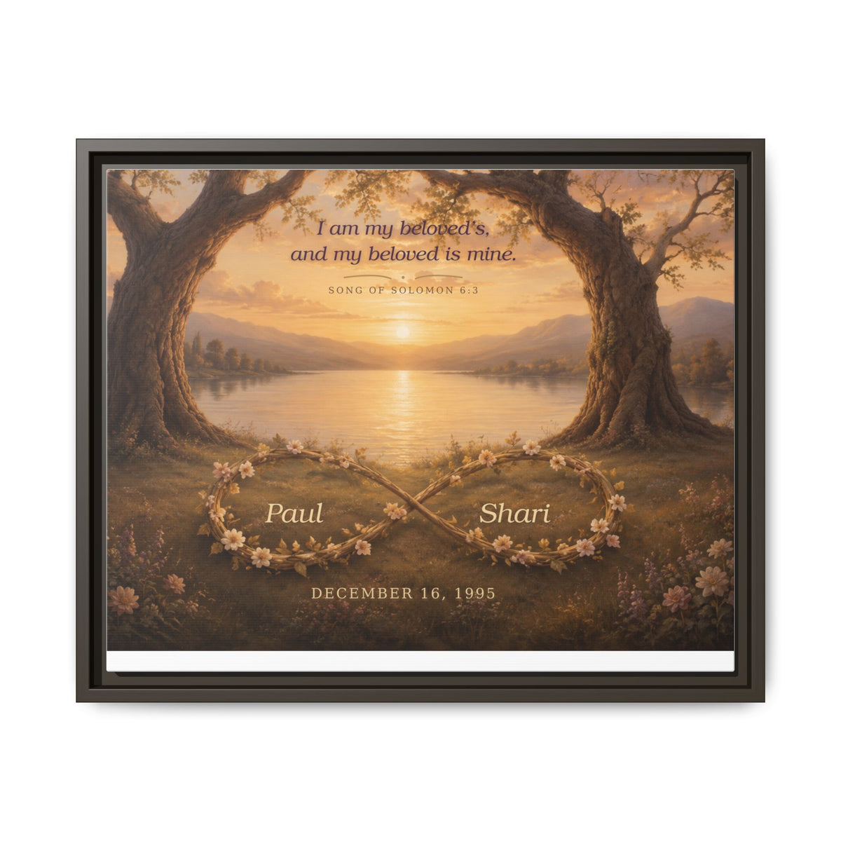 Framed Canvas Print — "I Am My Beloved's" Romantic Sunset Wall Art