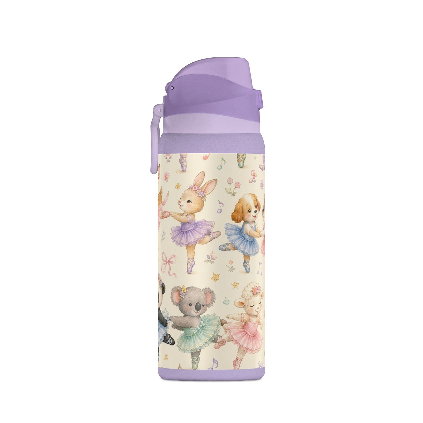 32oz Insulated Water Bottle — Cute Ballet Animal Print (Oasis)