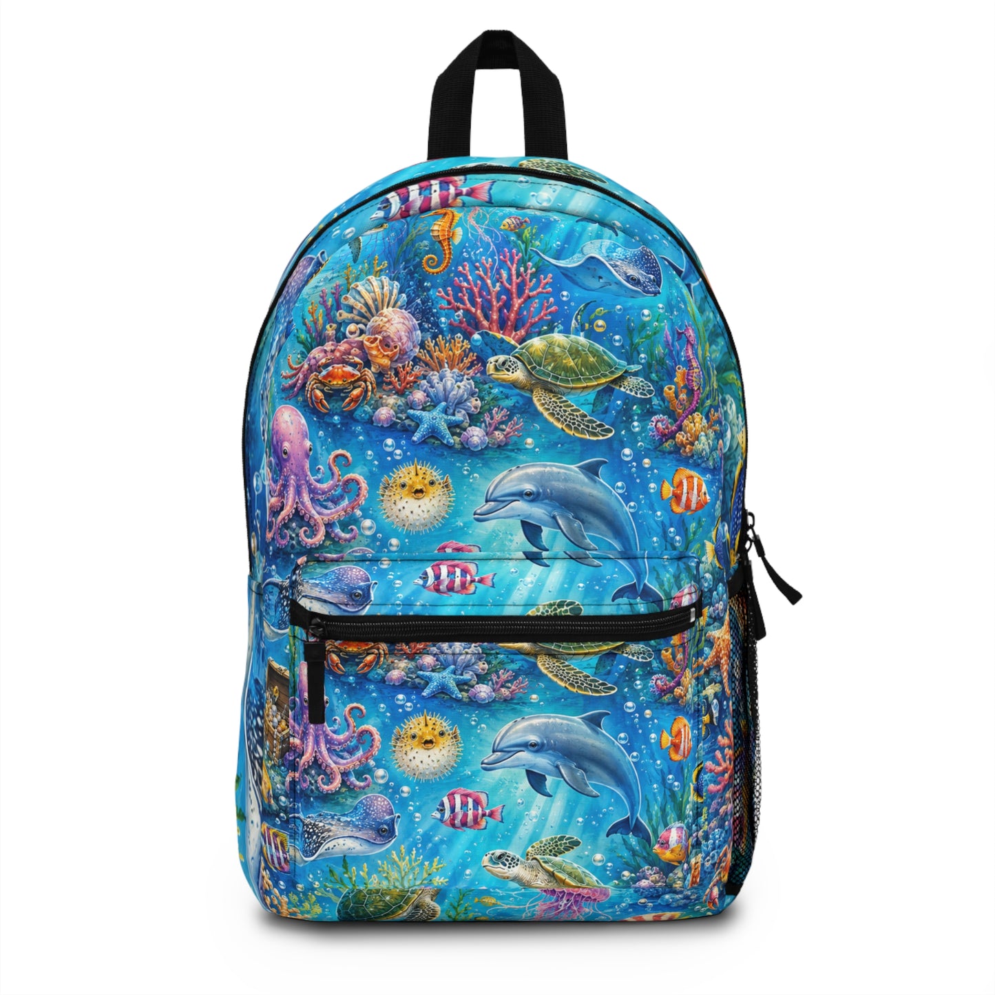 Ocean Life Backpack — Colorful Marine Animals School & Travel Bag