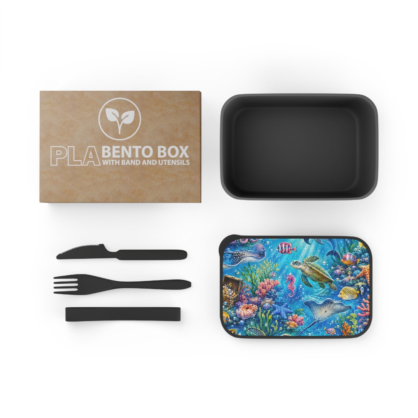 Ocean Life PLA Bento Box with Utensils – Sea Turtle & Reef Design