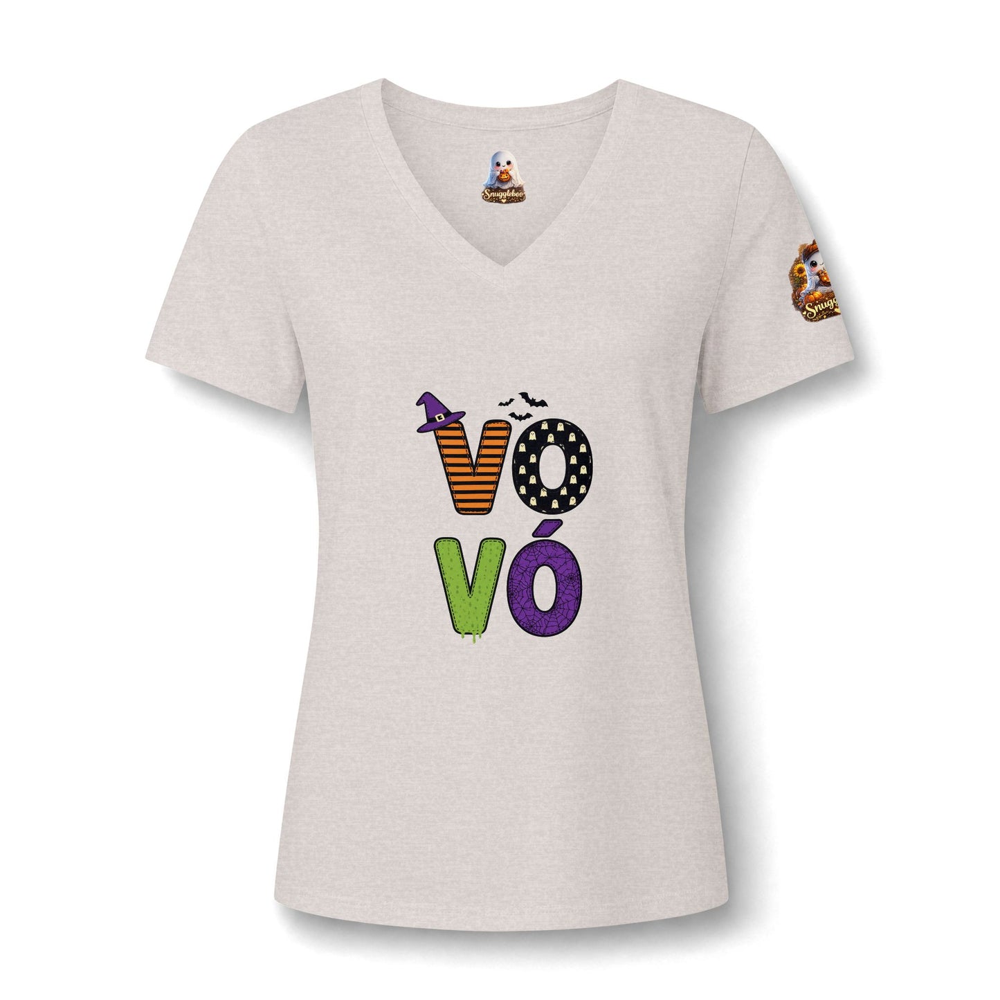 Vovó Halloween Tee — Cute Ghost & Pumpkin "Vovó" V-Neck Shirt
