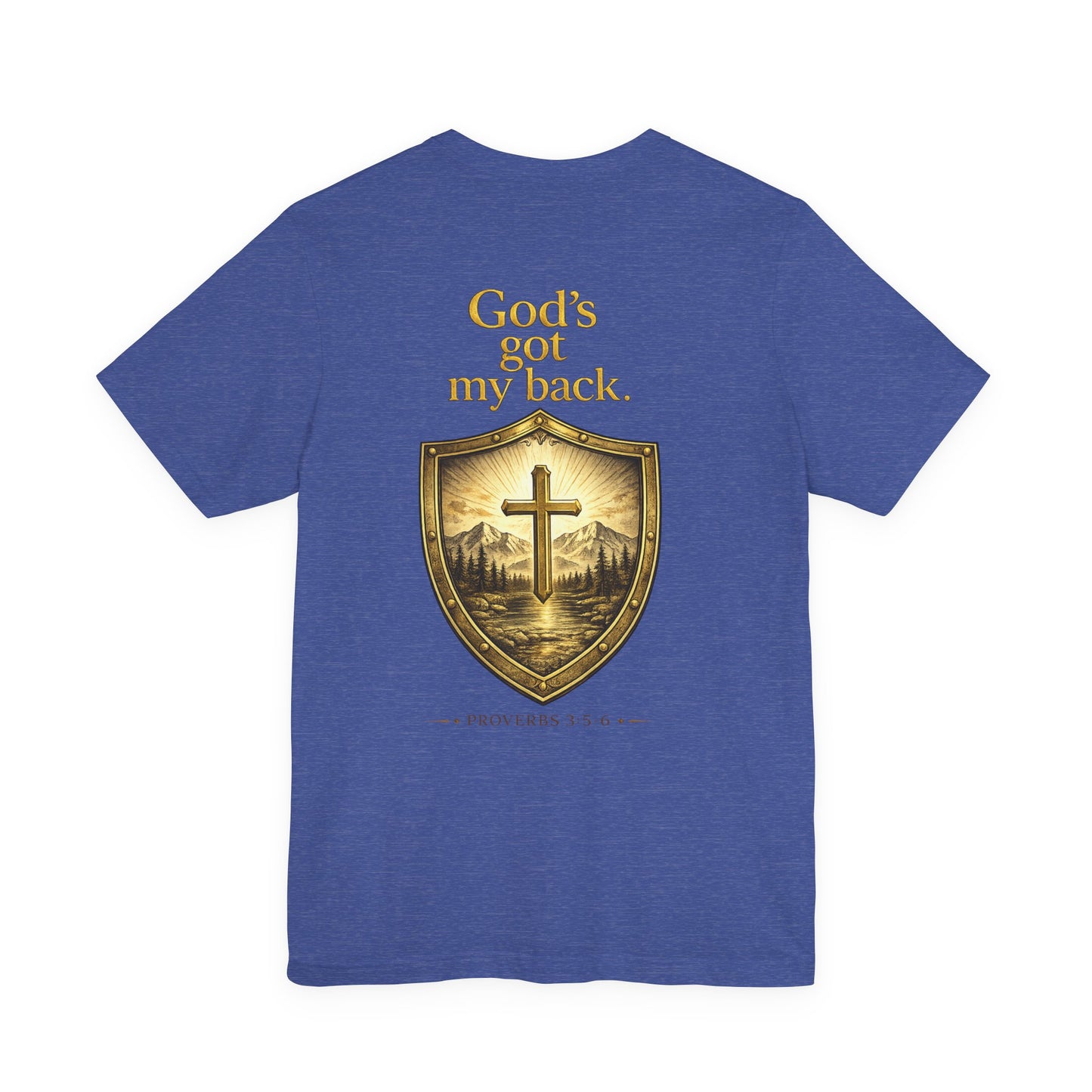 God's Got My Back Shield Tee — Christian Faith Cross T-Shirt