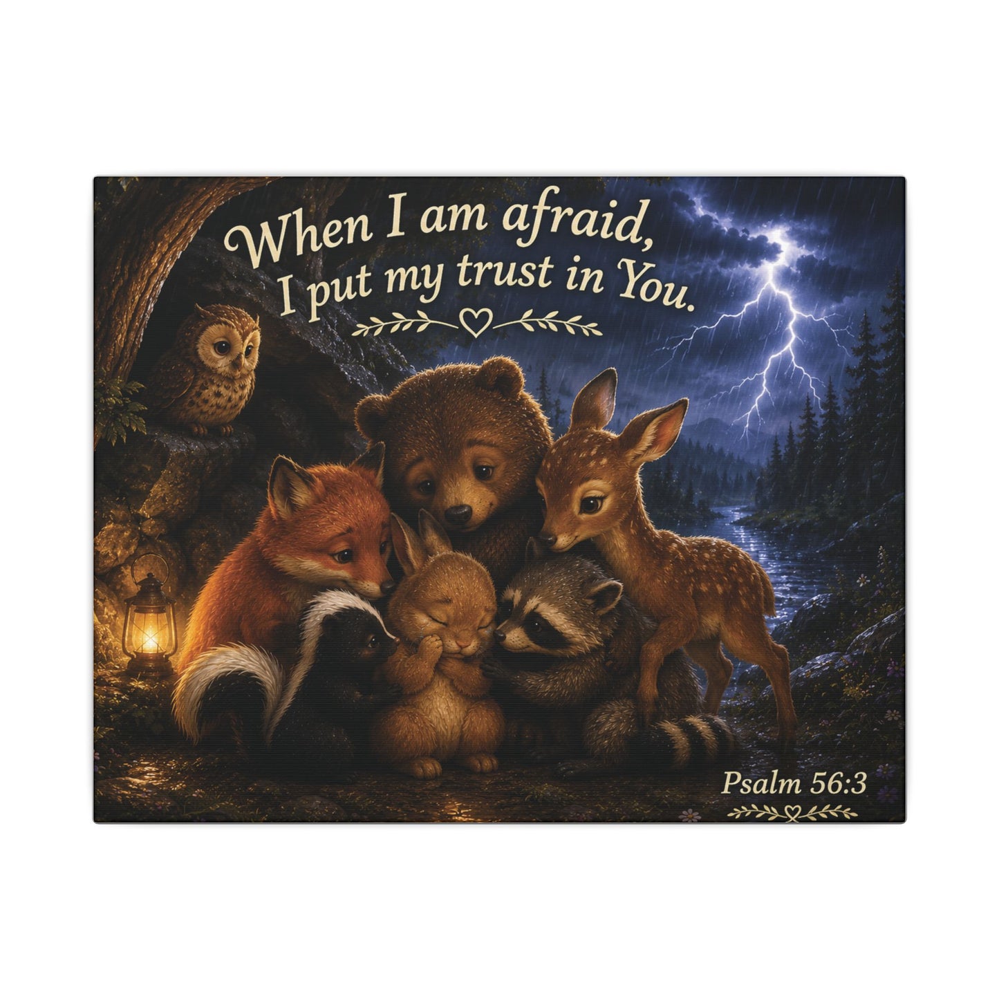 Canvas Wall Art — "When I Am Afraid, I Put My Trust in You" Psalm 56:3 (Woodland Animals)