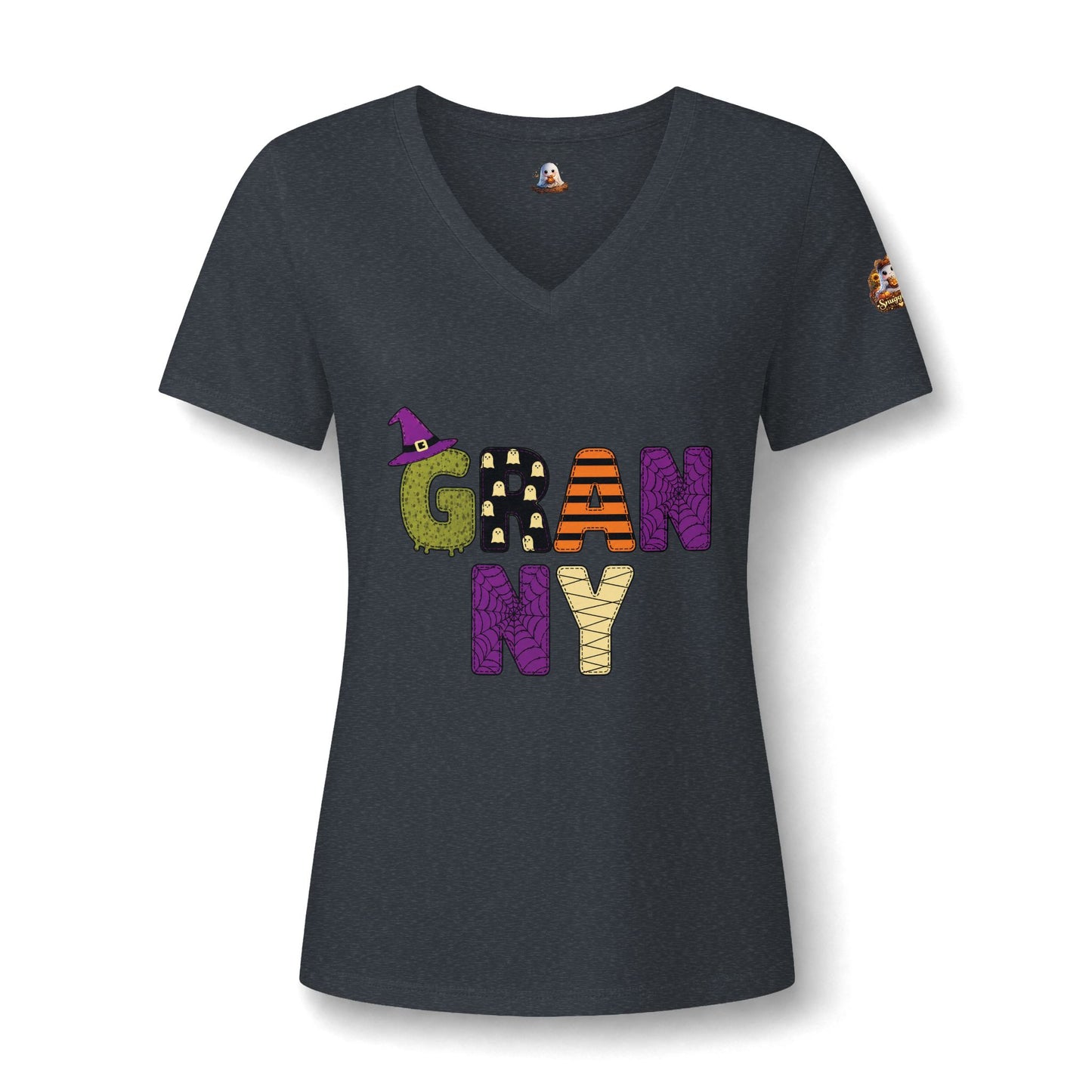 Granny Halloween V-Neck Tee — Women's 'GRANNY' Spooky Holiday Shirt
