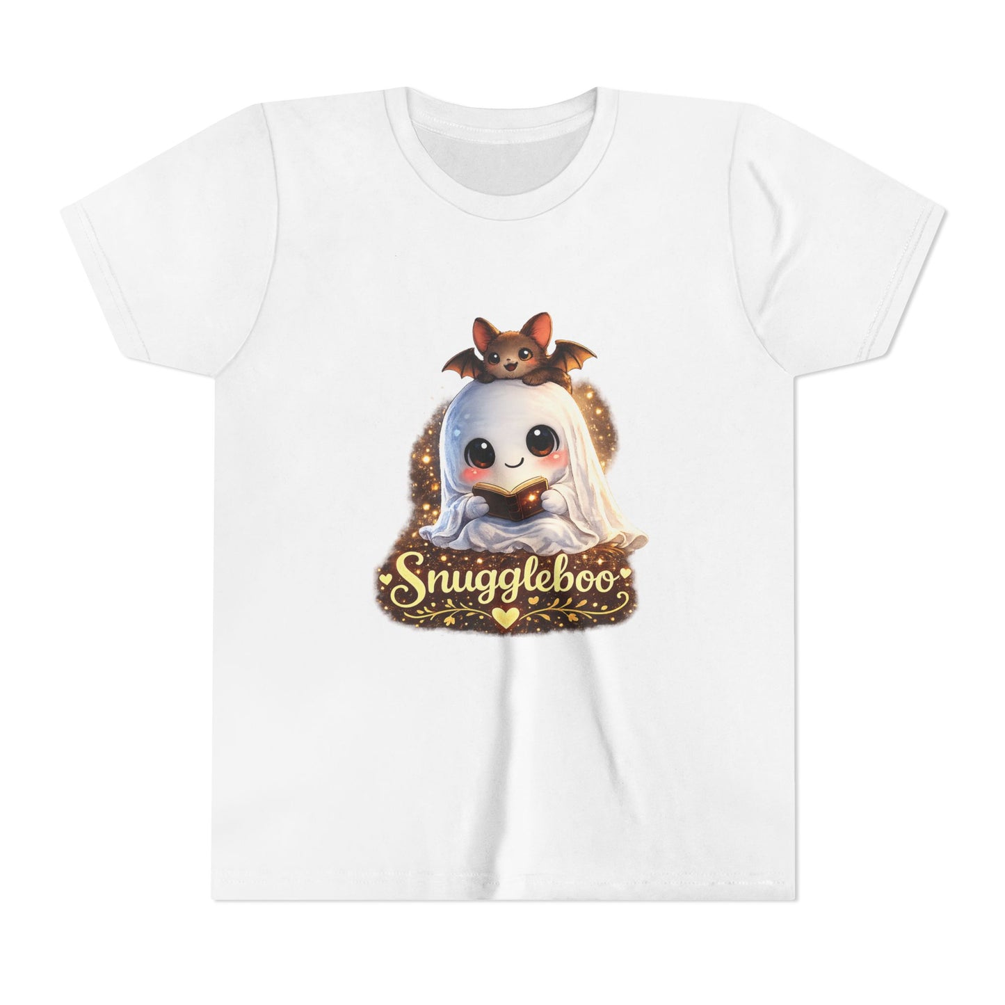 Youth Tee — "Snuggleboo" Cute Ghost & Bat Halloween Shirt