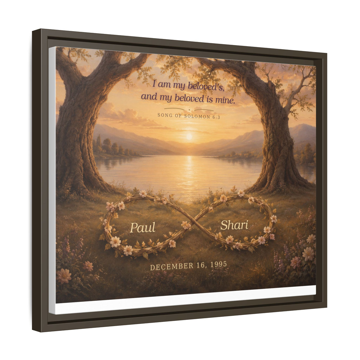 Framed Canvas Print — "I Am My Beloved's" Romantic Sunset Wall Art
