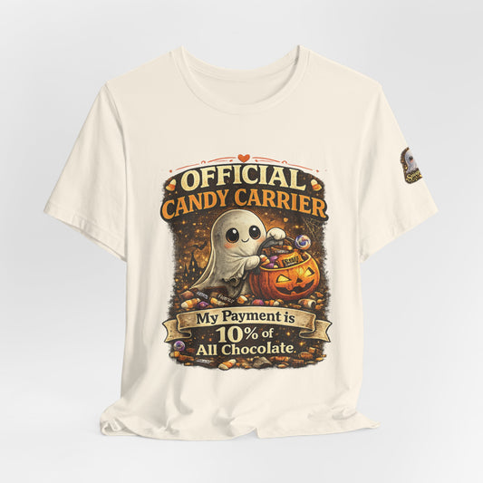 Official Candy Carrier T‑Shirt — "My Payment is 10% of All Chocolate" Halloween Tee