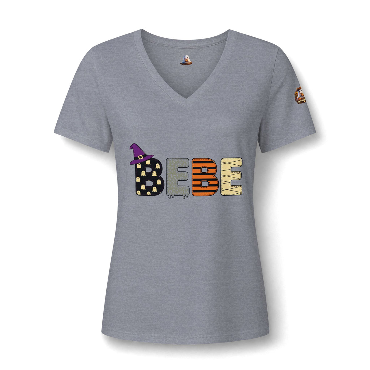 BEBE Halloween Graphic V-Neck Tee