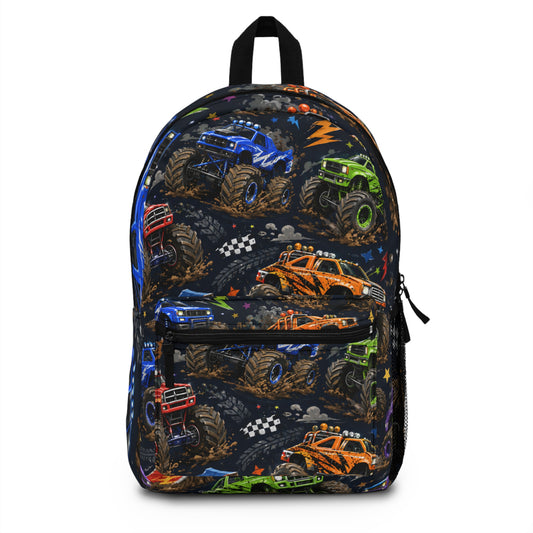 Monster Truck Kids Backpack — Colorful Racing Off‑Road Print