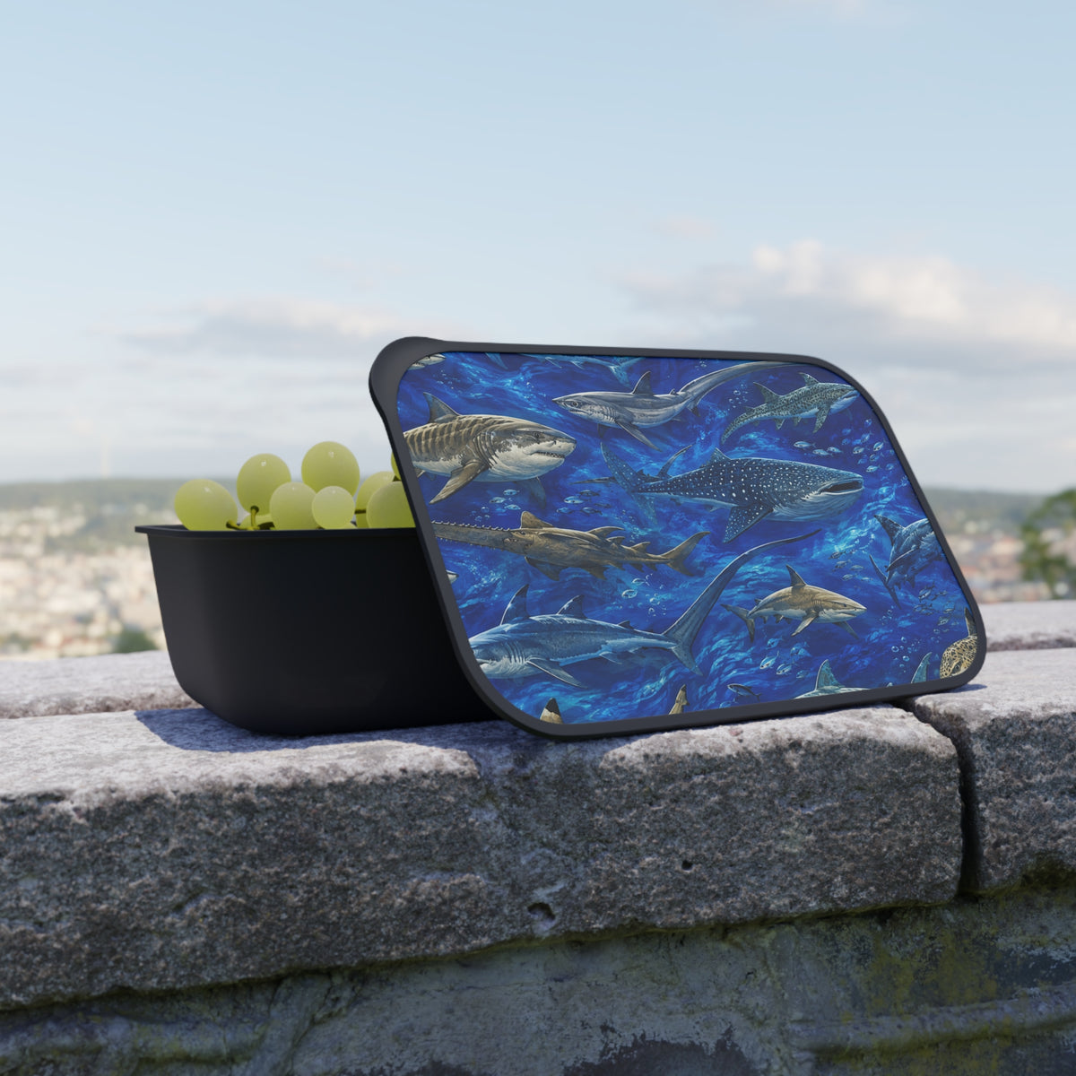 Sharks Waterproof PLA Bento Box with Utensils — Ocean Marine Life Lunchbox