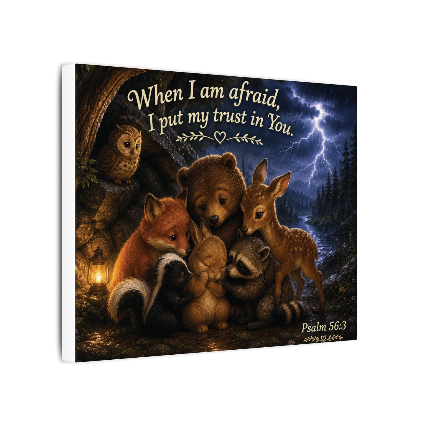 Canvas Wall Art — "When I Am Afraid, I Put My Trust in You" Psalm 56:3 (Woodland Animals)