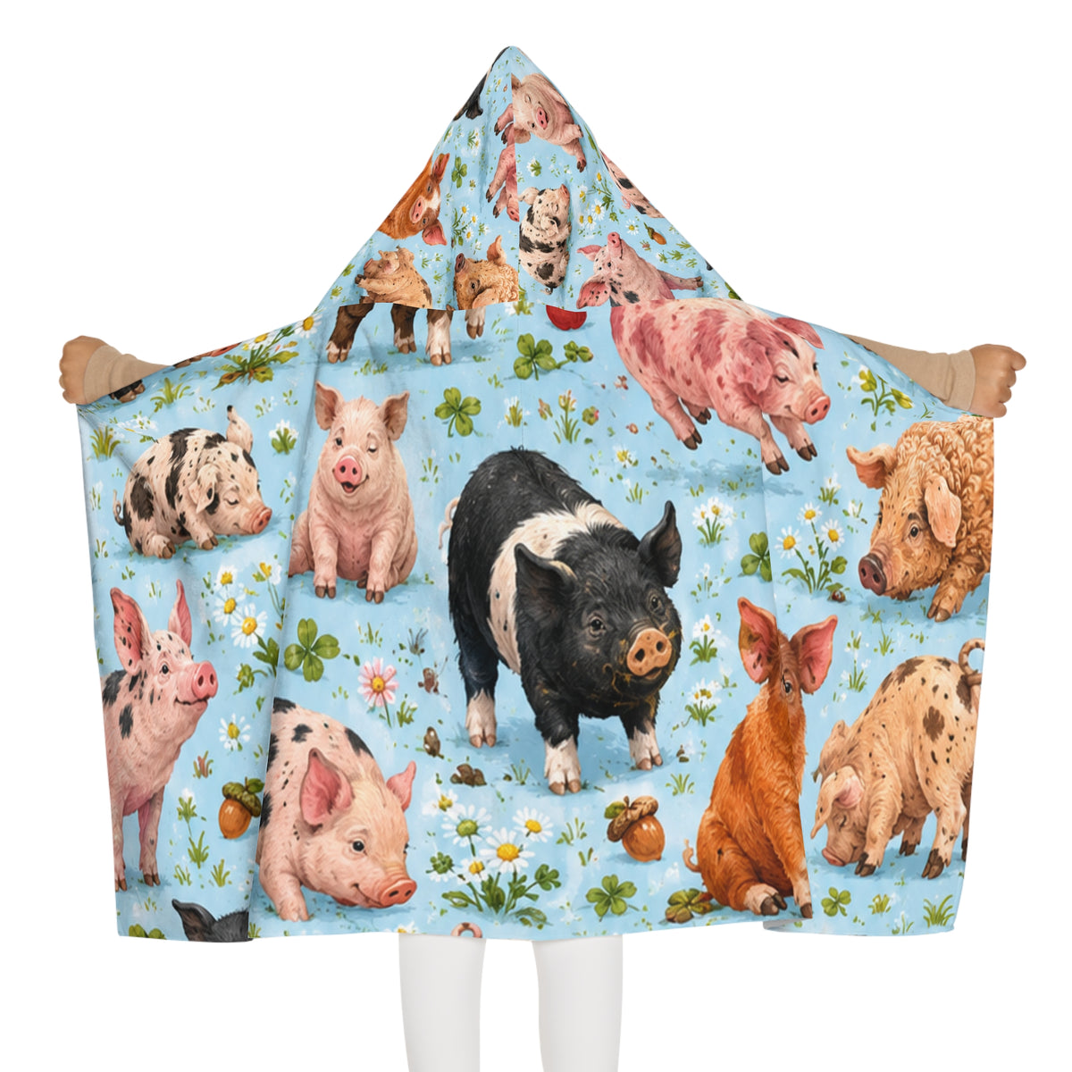 Kids Pig Pattern Hooded Towel – Cute Farm Animal Beach & Bath Wrap