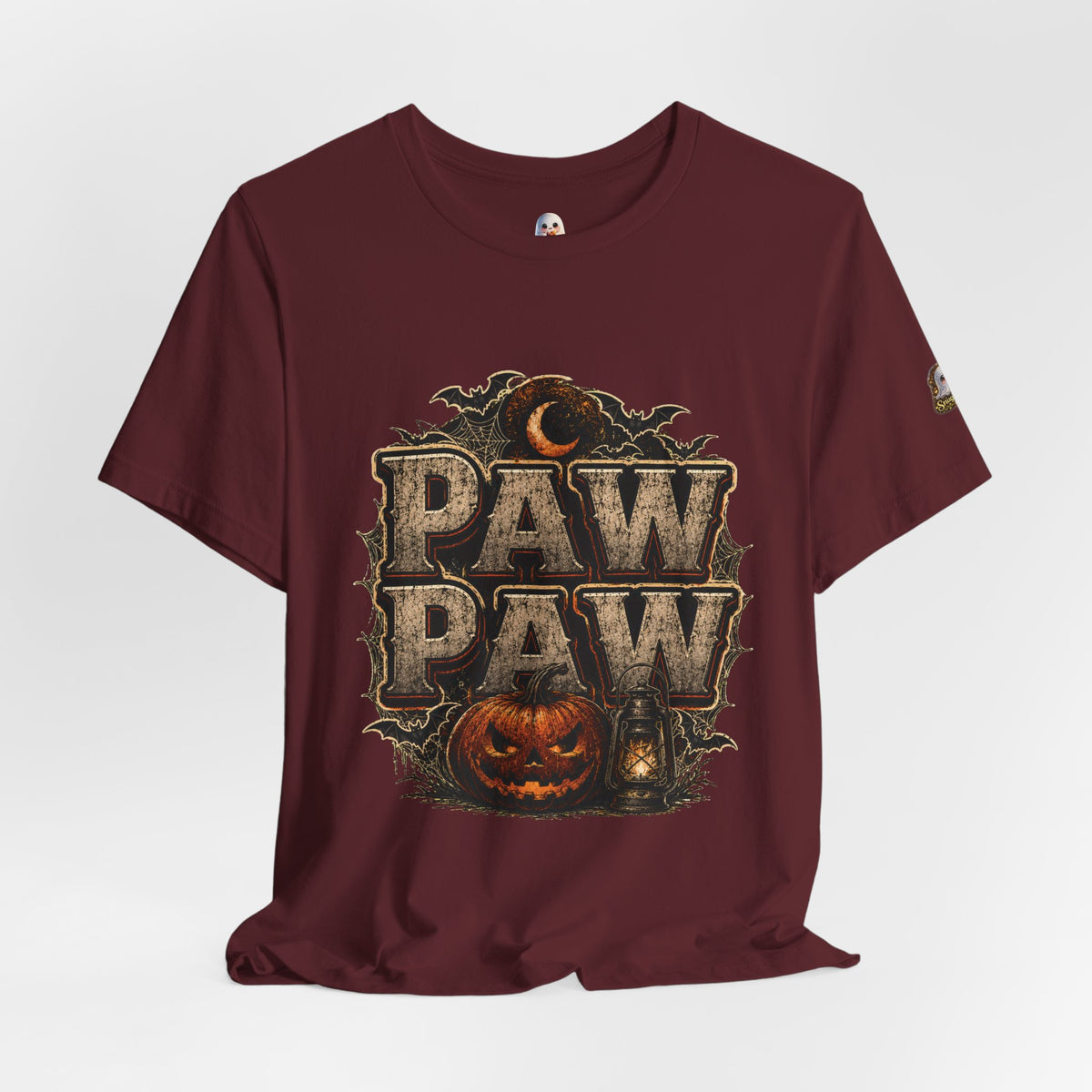 Paw Paw Halloween T‑Shirt — Vintage Pumpkin & Bats Scary Grandpa Tee