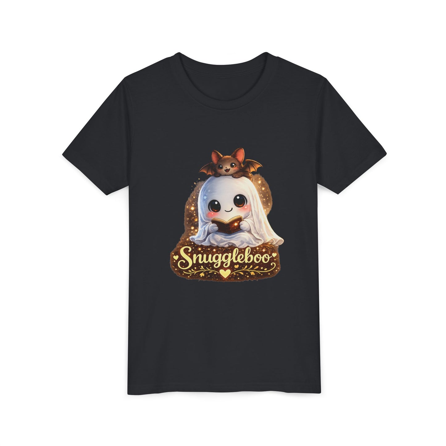 Youth Tee — "Snuggleboo" Cute Ghost & Bat Halloween Shirt