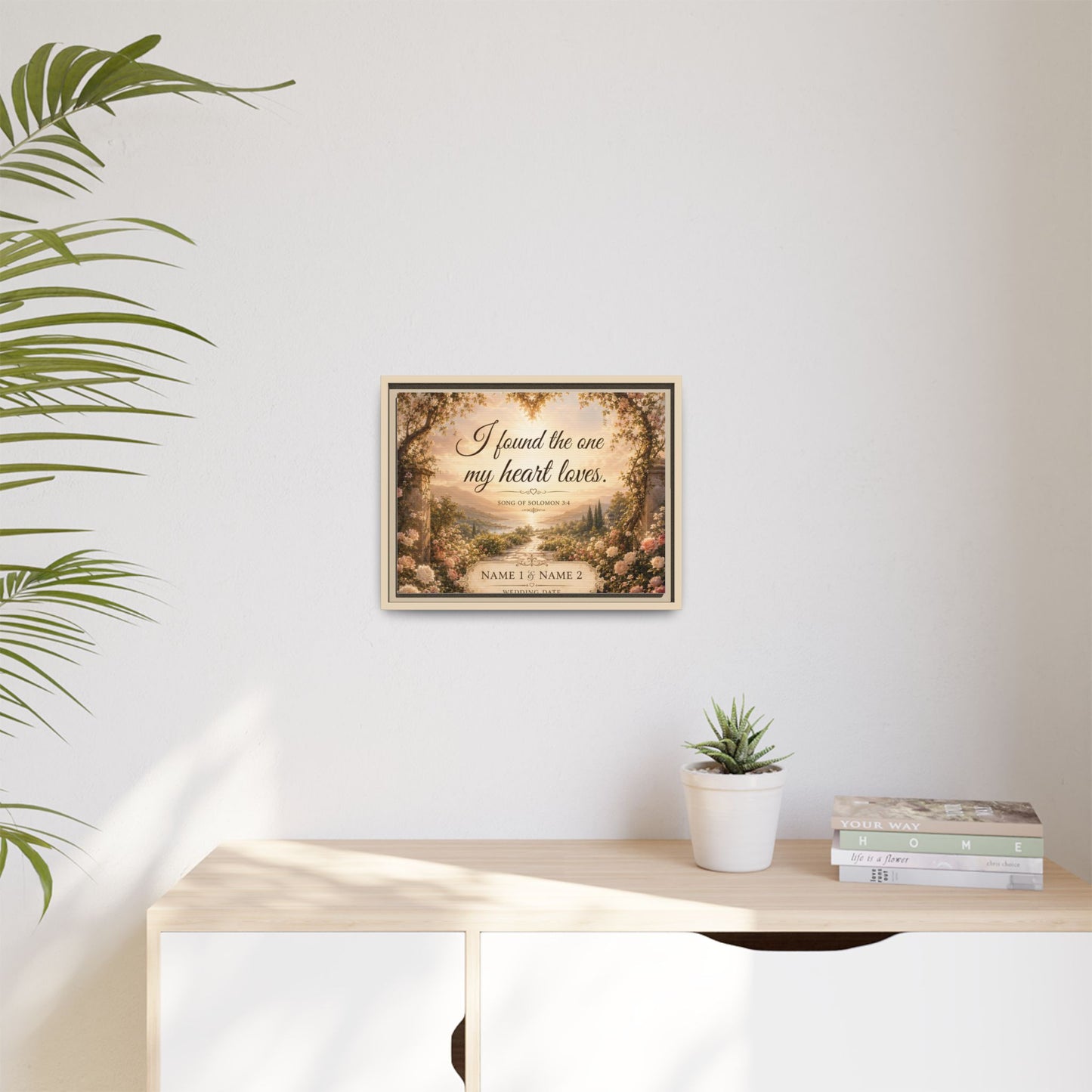 Framed Canvas Print — "I Found the One My Heart Loves" Personalized Wedding Art