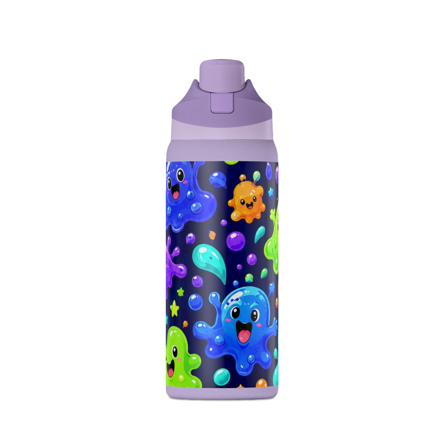 32oz Insulated Water Bottle — Colorful Cute Slime Monsters Design