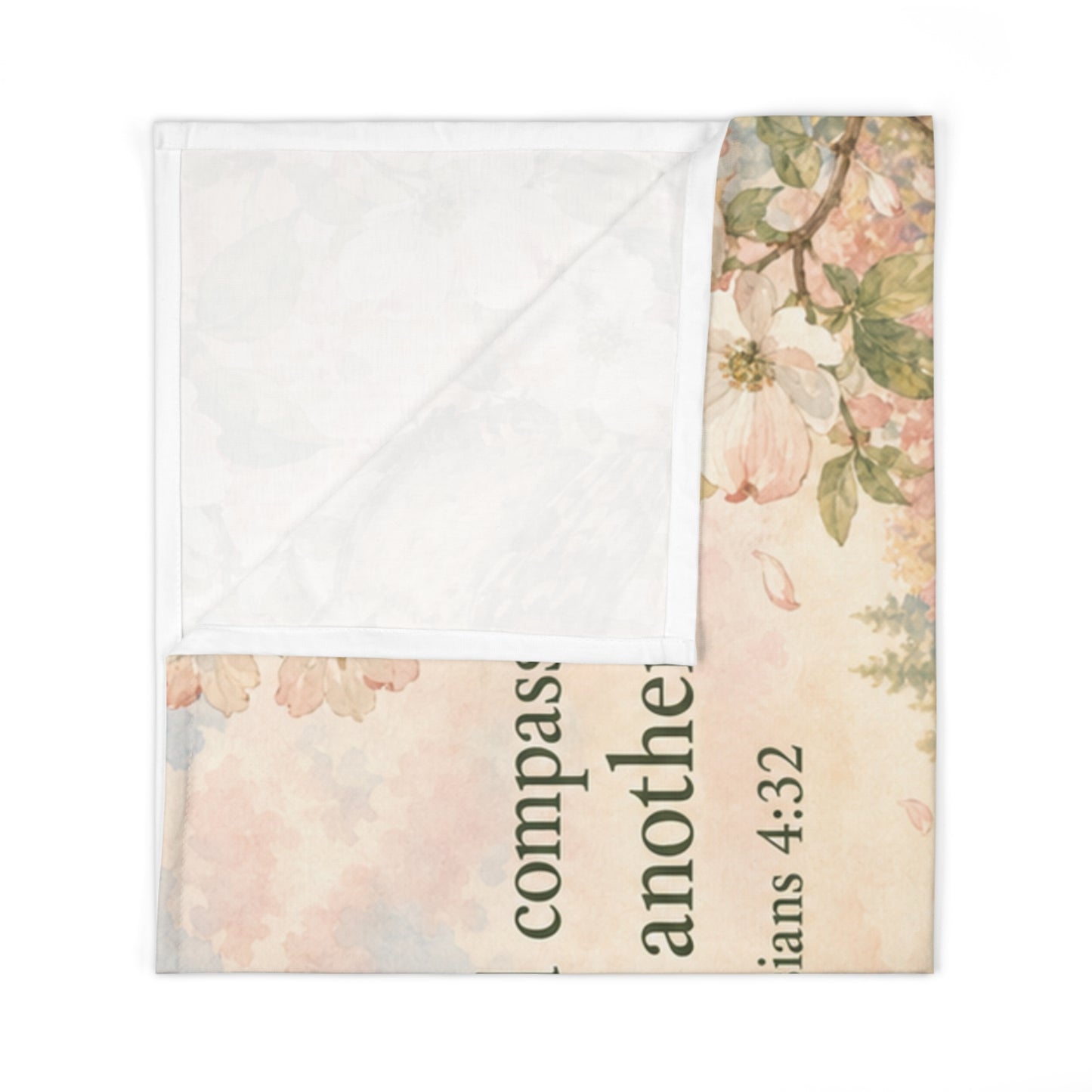 Baby Swaddle Blanket — "Be Kind and Compassionate to One Another" Christian Woodland Animals Swaddle