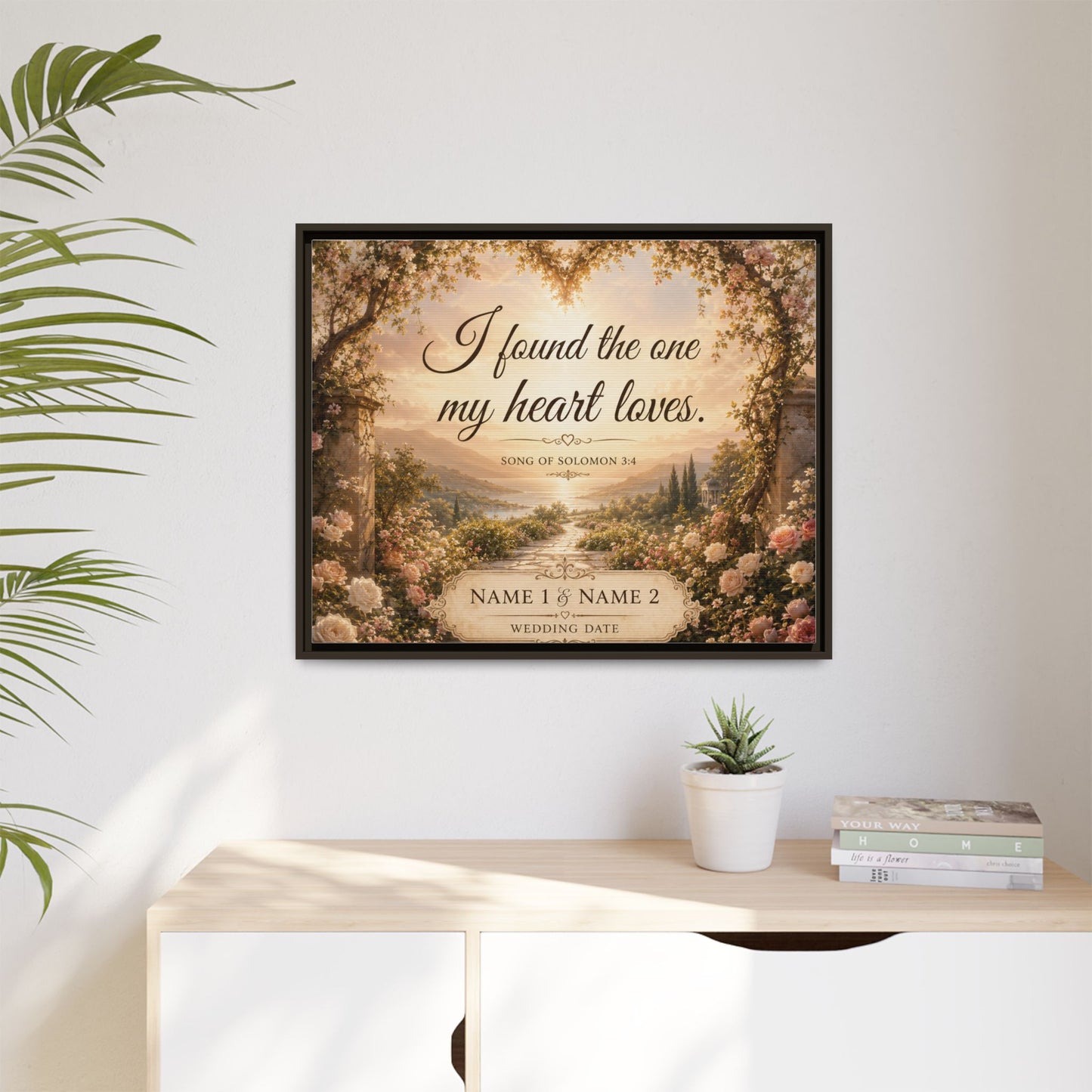 Framed Canvas Print — "I Found the One My Heart Loves" Personalized Wedding Art