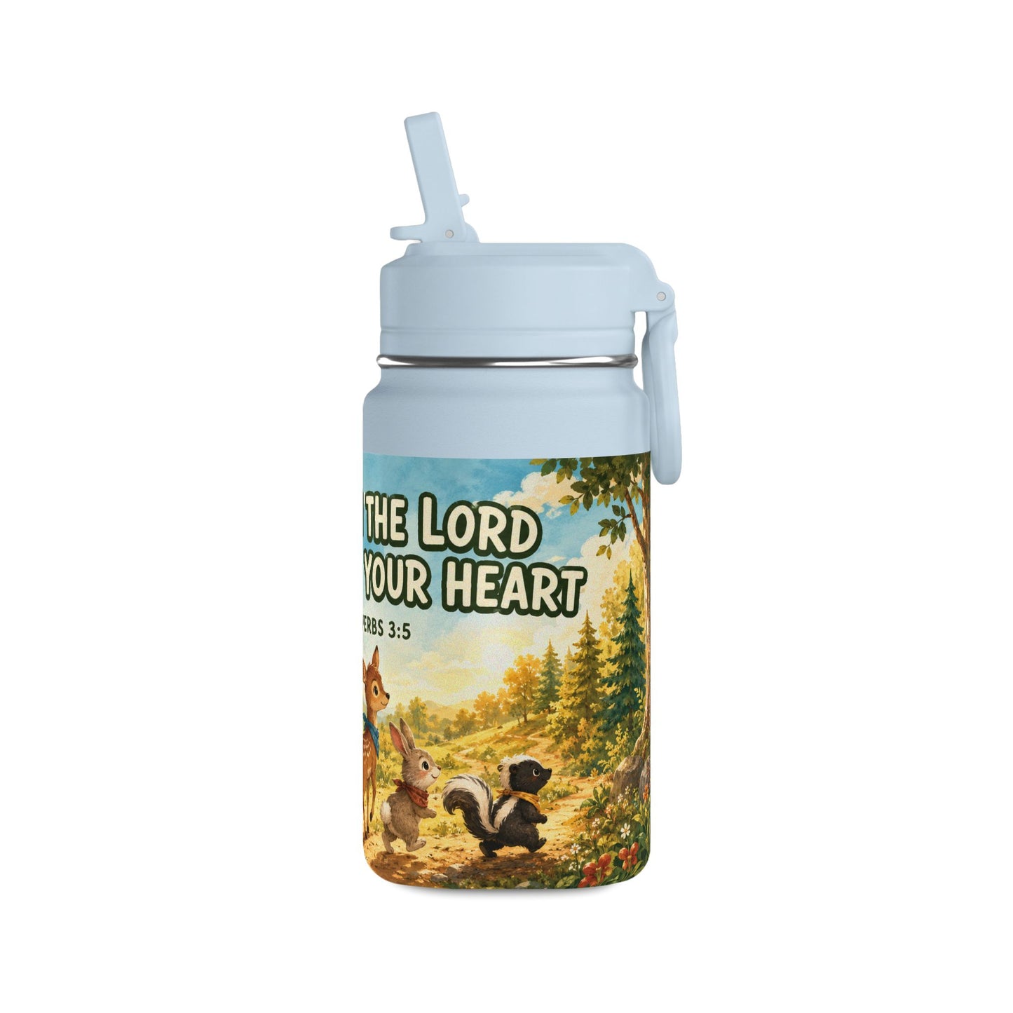 Kids Mini Water Bottle – "Trust in the Lord" Woodland Animals 14oz