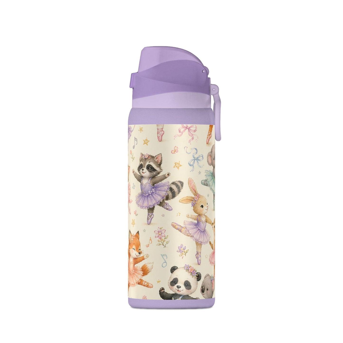 32oz Insulated Water Bottle — Cute Ballet Animal Print (Oasis)