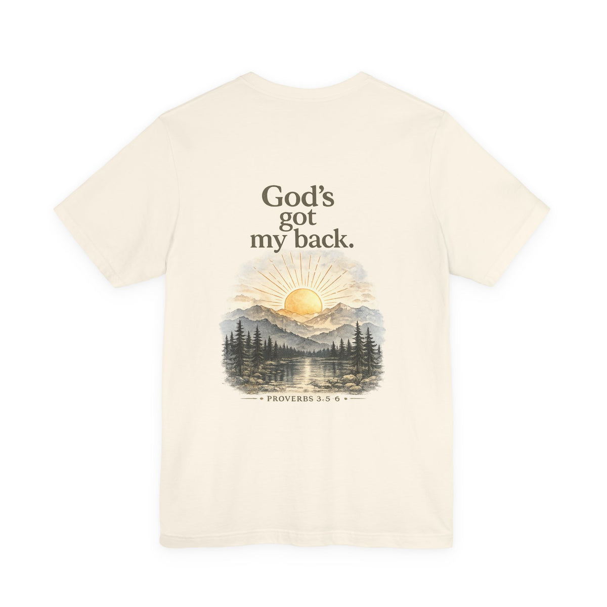 God's Got My Back T-Shirt — Faith Sunrise Mountain Tee (Proverbs 3:5-6)