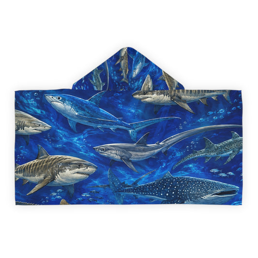 Shark Ocean Hooded Towel — Youth Beach & Swim Cover-Up
