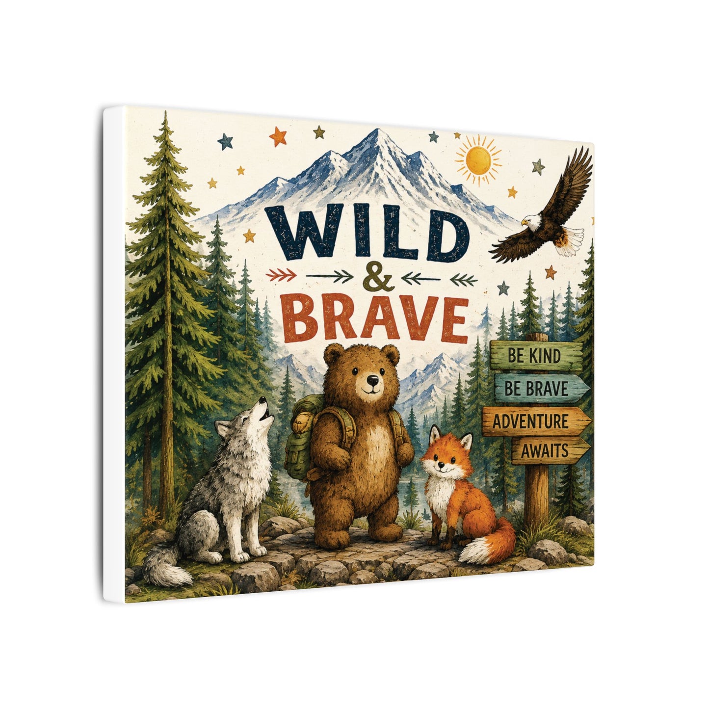 Wild & Brave Woodland Canvas Wall Art — Adventure Nursery Decor