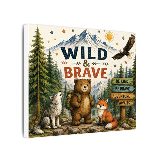 Wild & Brave Woodland Canvas Wall Art — Adventure Nursery Decor