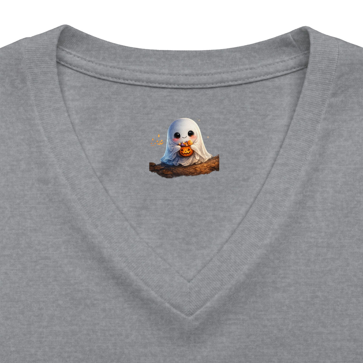 Honey Halloween V‑Neck Tee — 'HONEY' Cute Spooky Pumpkin Ghost Graphic