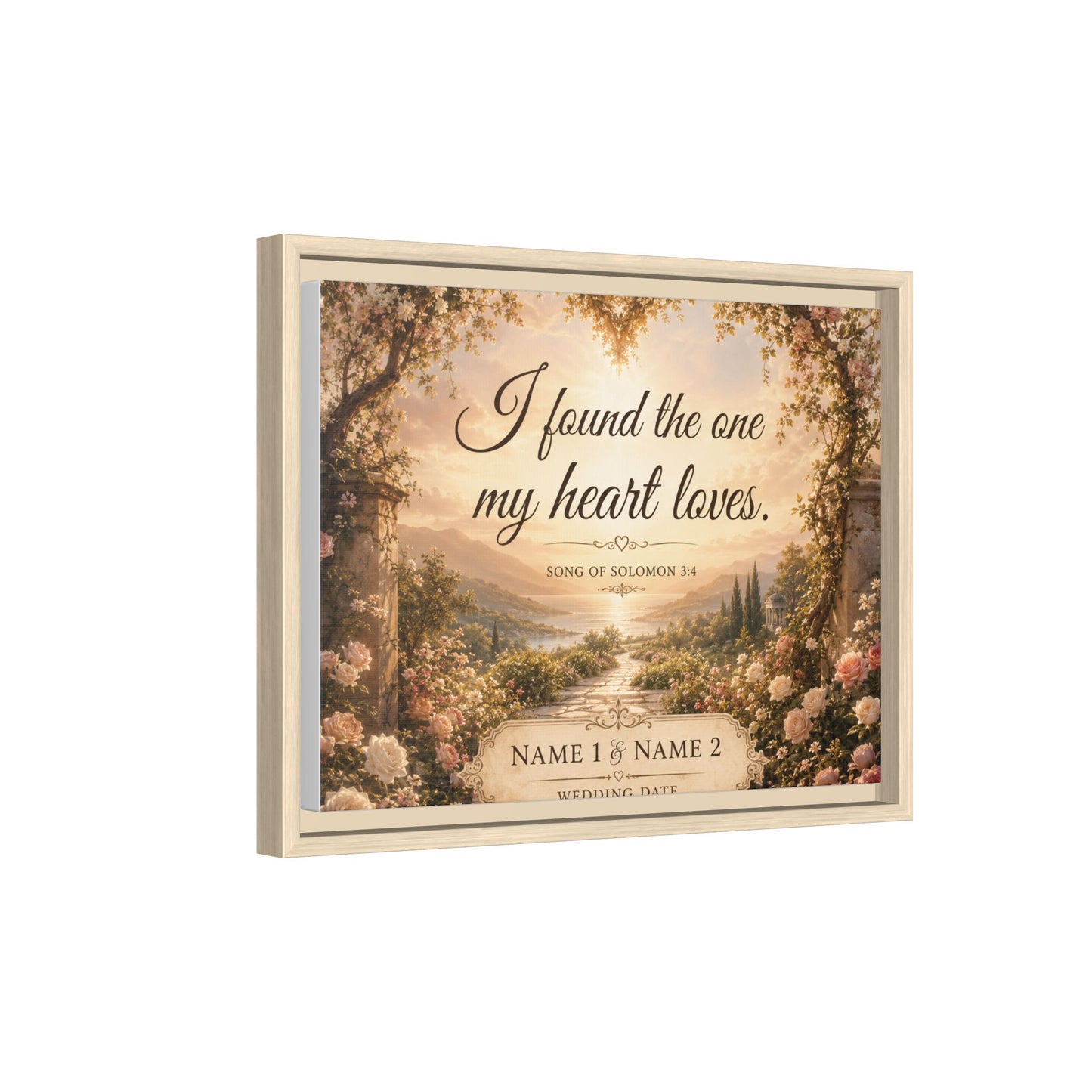 Framed Canvas Print — "I Found the One My Heart Loves" Personalized Wedding Art