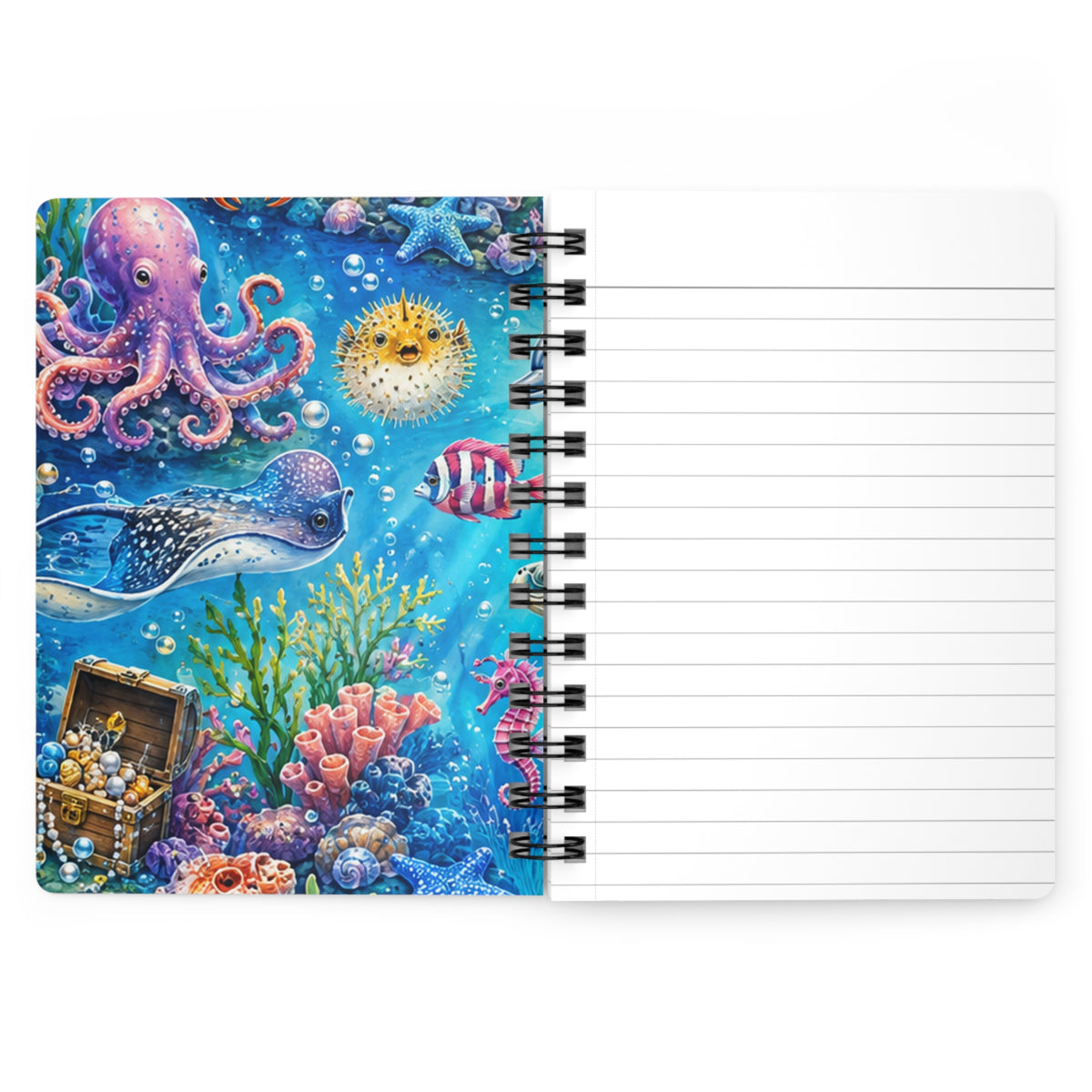 Underwater Ocean Life Spiral Journal — Colorful Sea Creatures Notebook