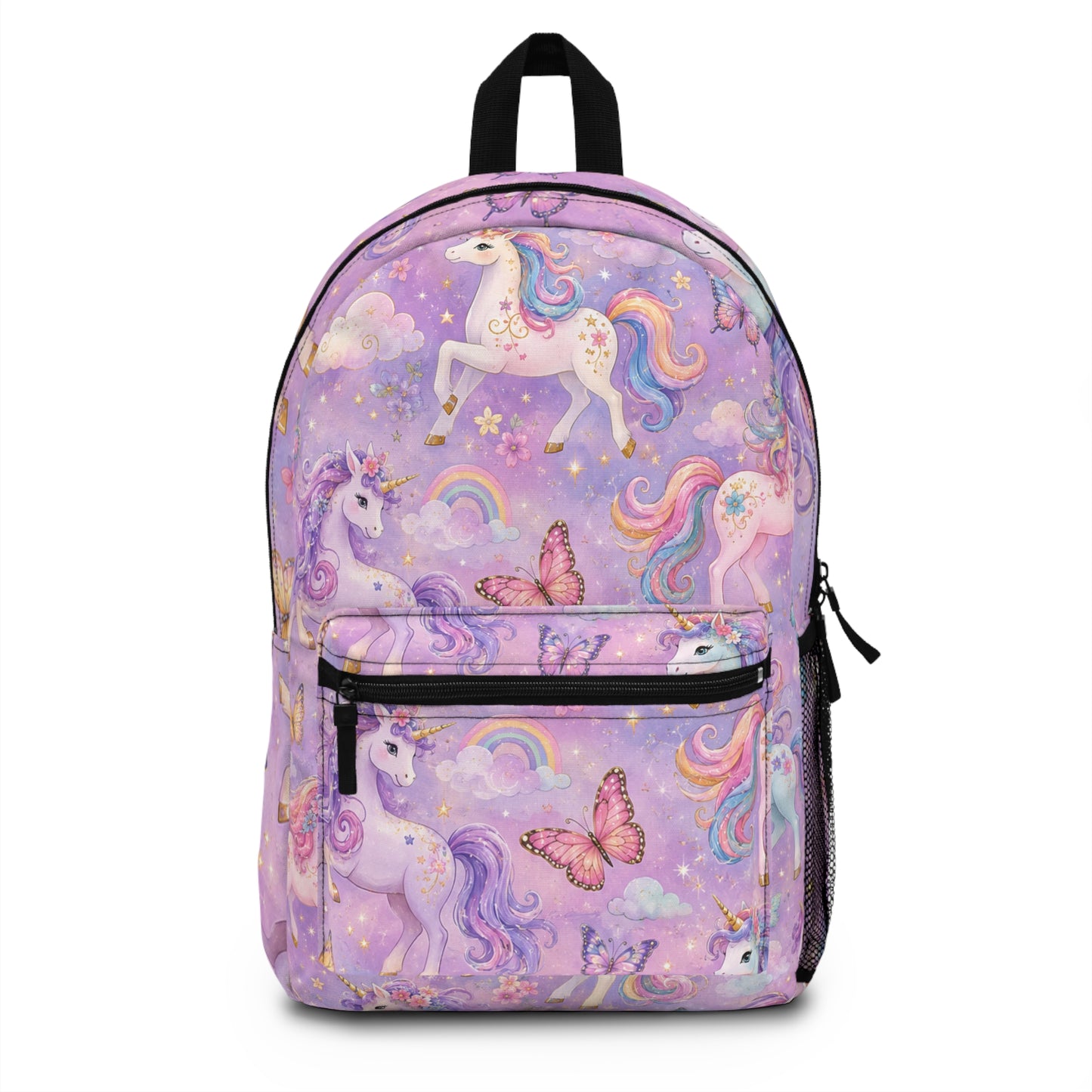 Unicorn Magic Backpack - Pastel Rainbow Unicorns & Butterflies Kids School Bag