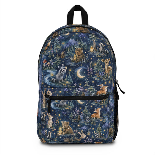 Nighttime Forest Animals Backpack — Moonlit Woodland Kids Bag