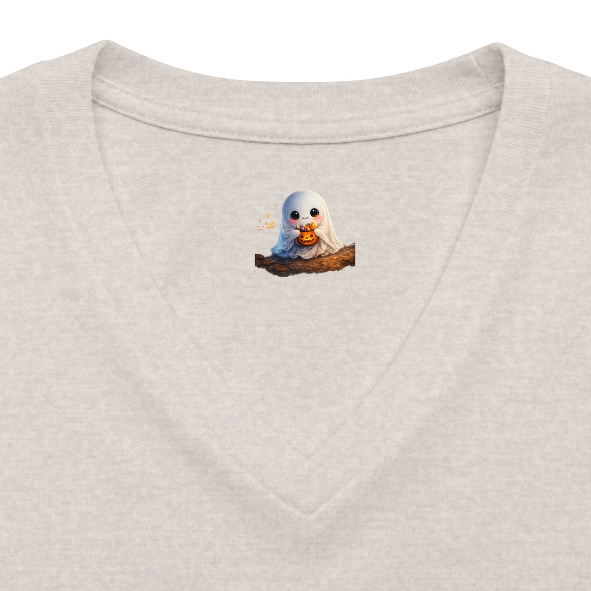 Grandma Halloween V-Neck Tee — Cute Ghost + Spooky Lettering