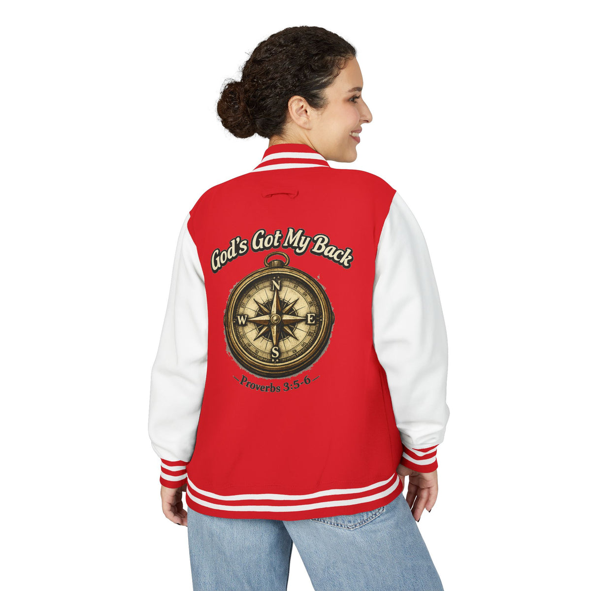 Letterman Jacket — "God's Got My Back" Compass Christian Varsity Jacket