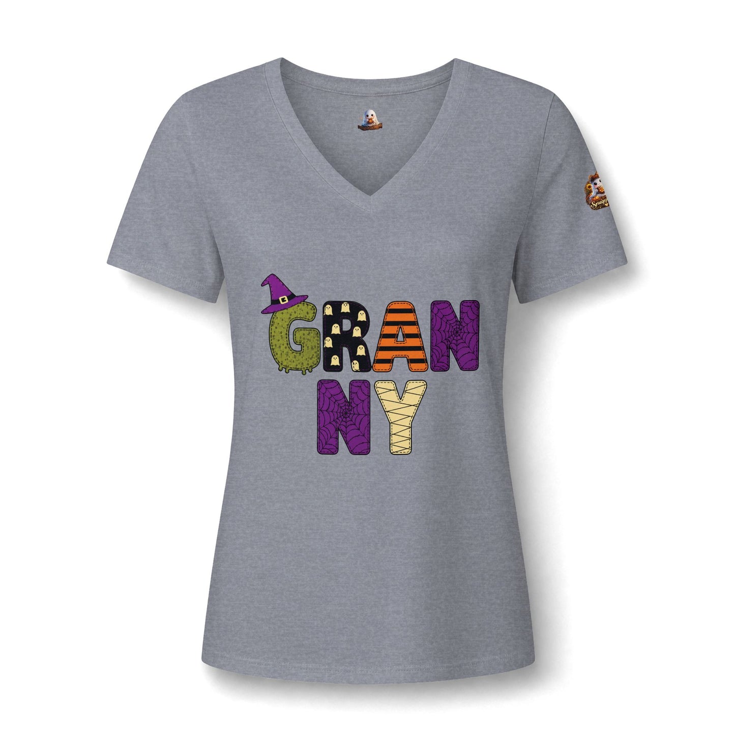 Granny Halloween V-Neck Tee — Women's 'GRANNY' Spooky Holiday Shirt