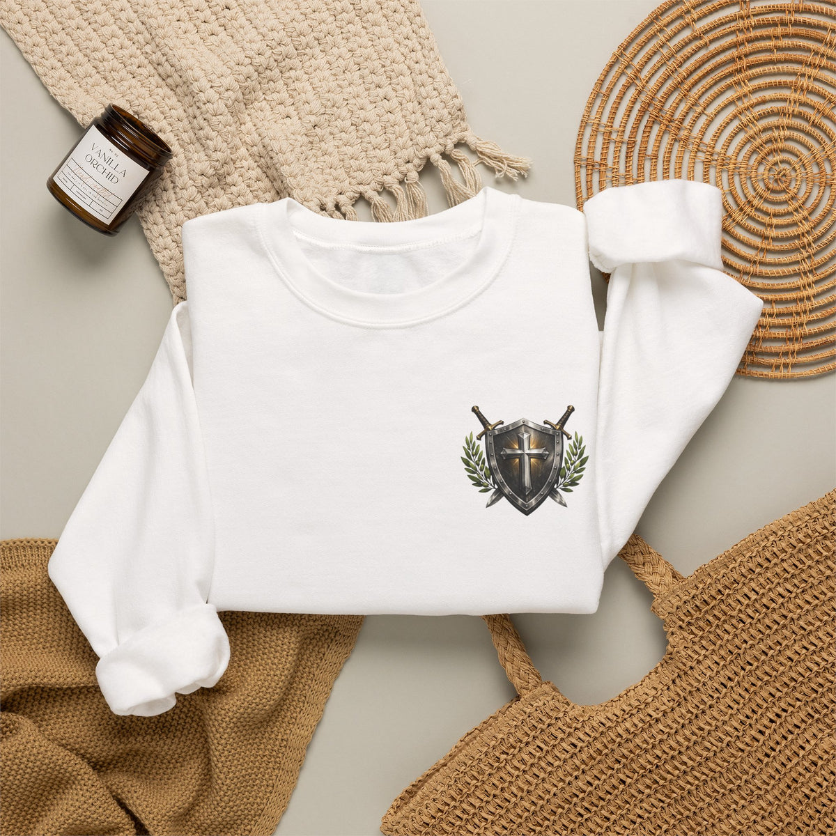 Compass Crewneck Sweatshirt — "God's Got My Back" Proverbs 3:5-6 Christian Pullover