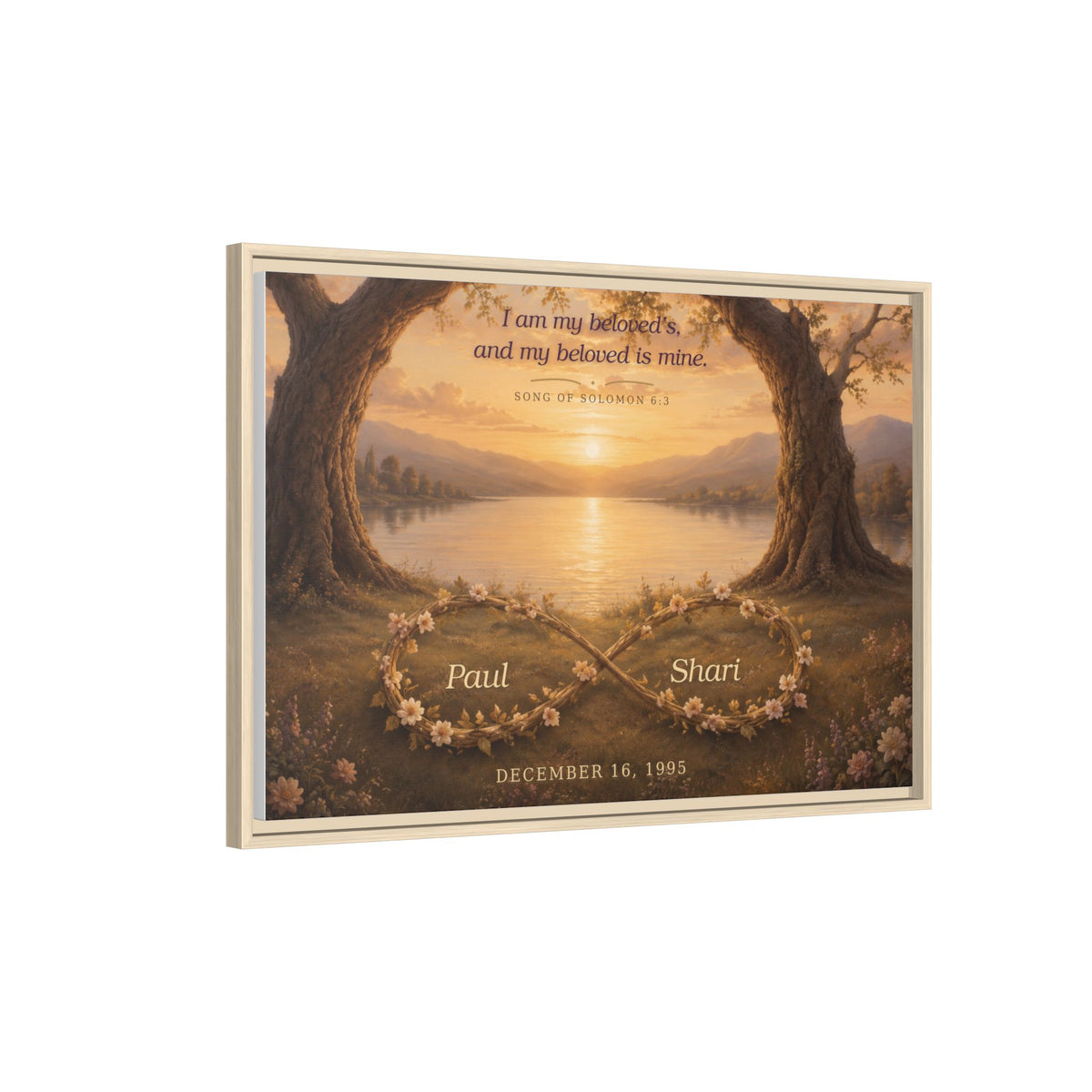 Framed Canvas Print — "I Am My Beloved's" Romantic Sunset Wall Art
