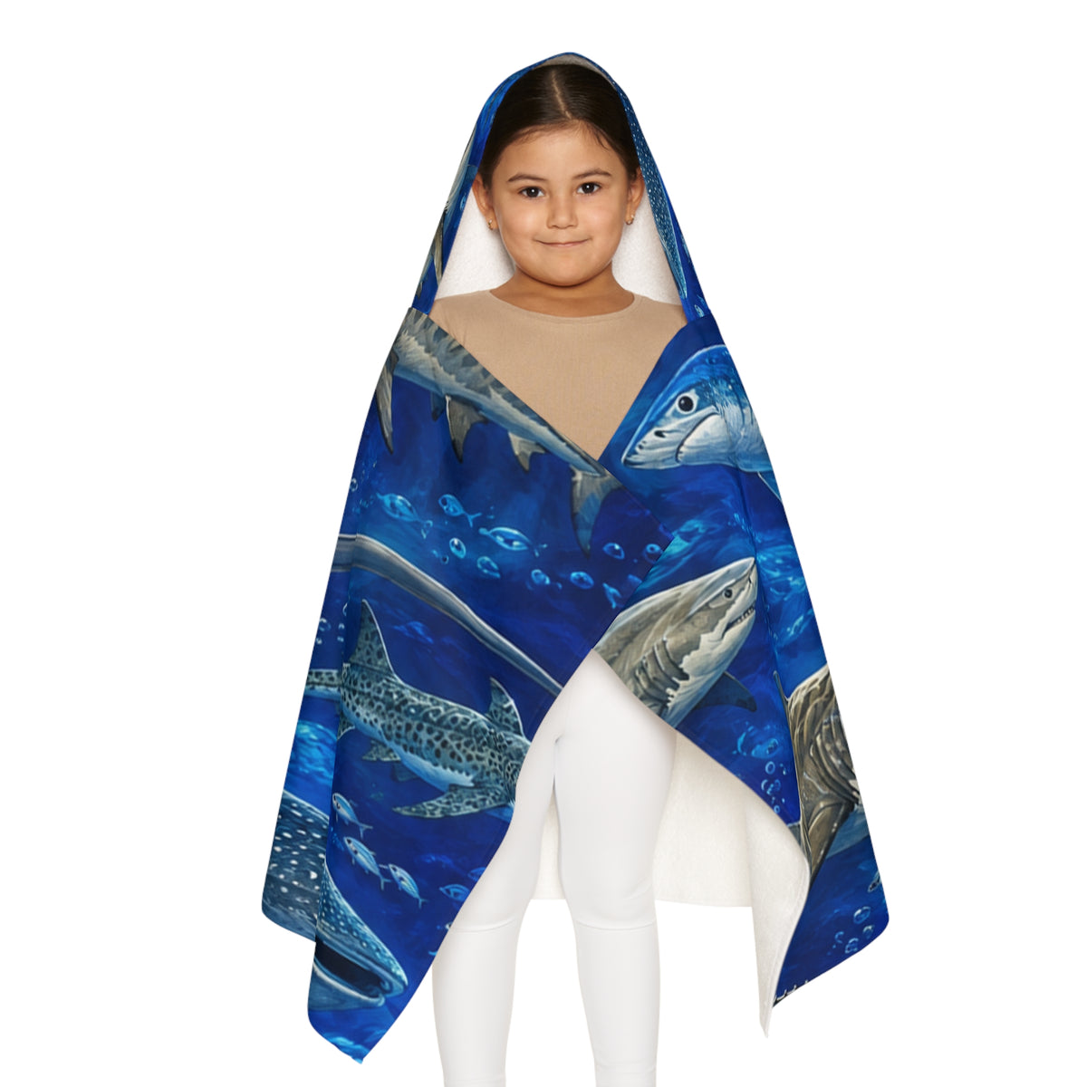 Shark Ocean Hooded Towel — Youth Beach & Swim Cover-Up