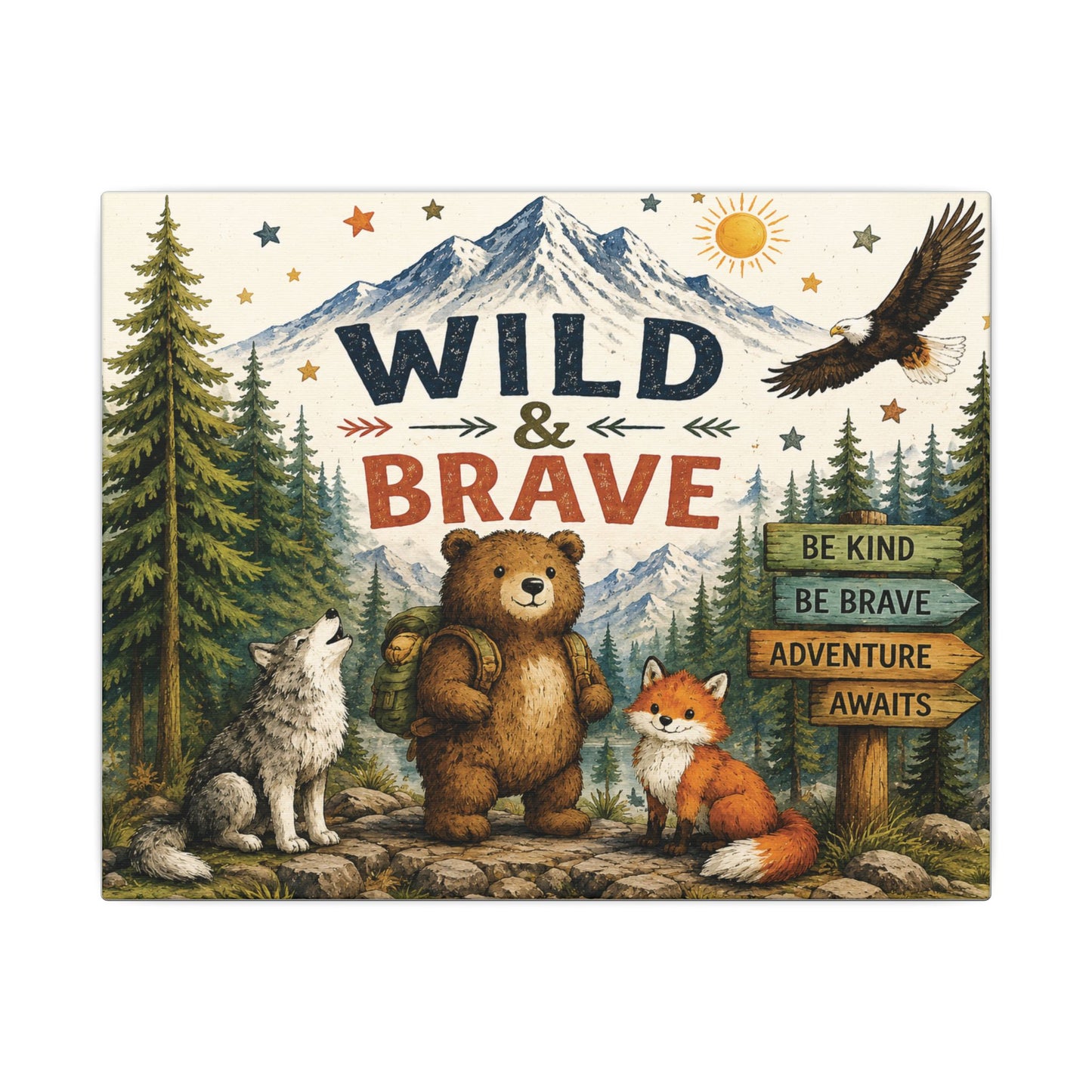Wild & Brave Woodland Canvas Wall Art — Adventure Nursery Decor
