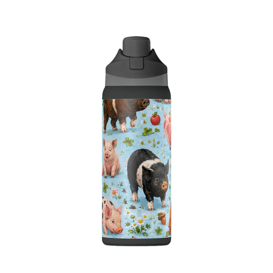 32oz Insulated Water Bottle — Cute Piglet Pattern Stainless Steel Tumbler