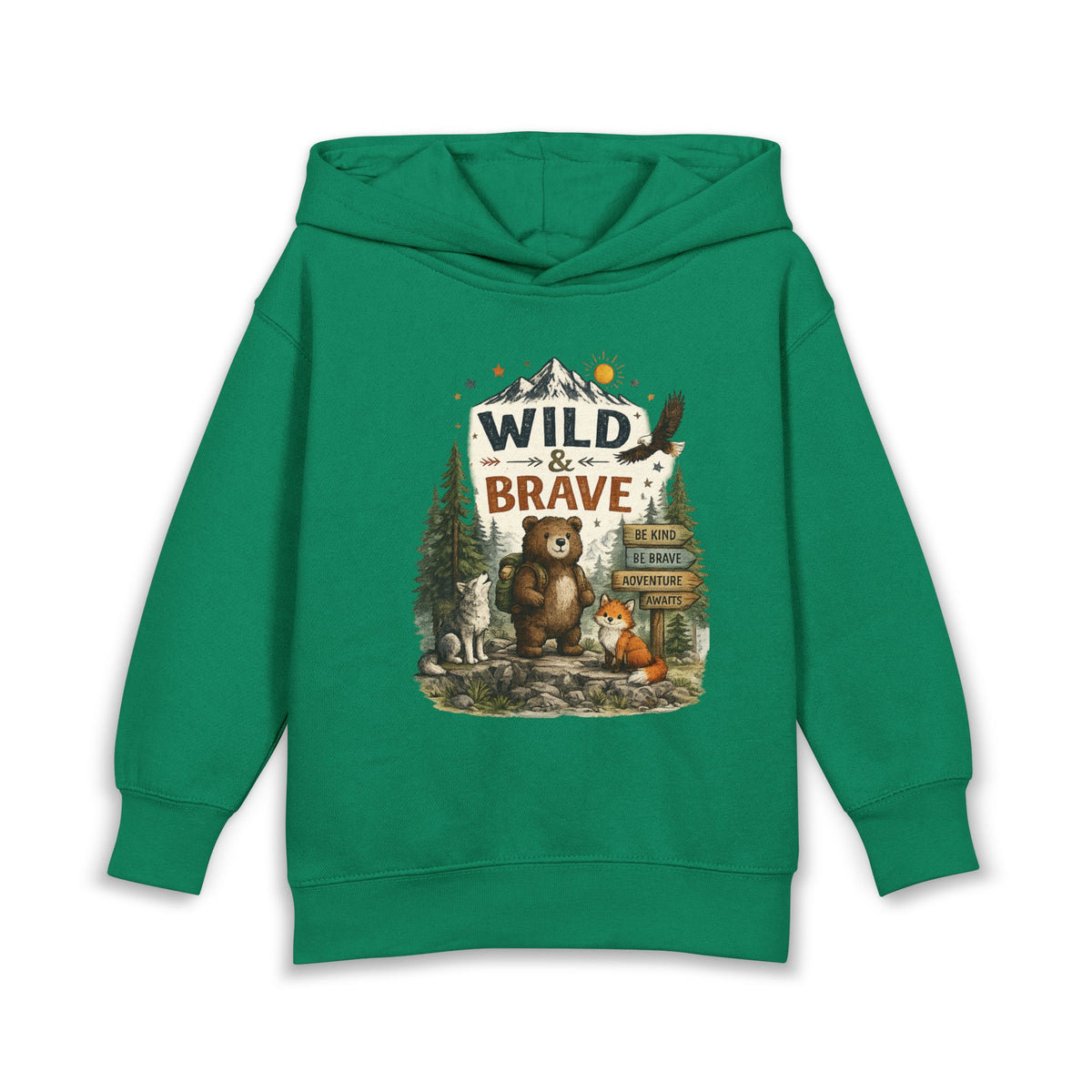 Wild & Brave Toddler Hoodie — Woodland Bear Adventure Pullover for Kids