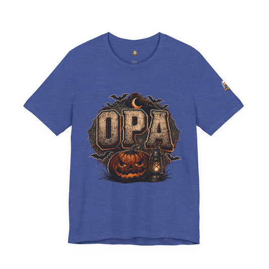 OPA Halloween Tee — Vintage Pumpkin, Lantern & Bat Graphic T-Shirt