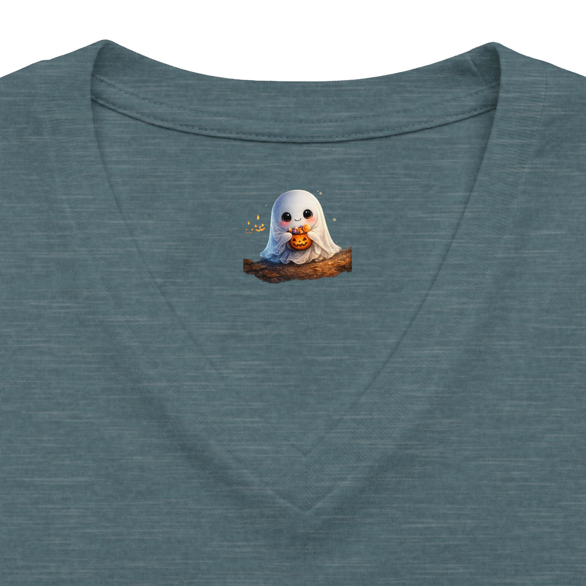 Abuela Halloween V-Neck Tee — Cute Pumpkin Ghost 'Abuela' Graphic