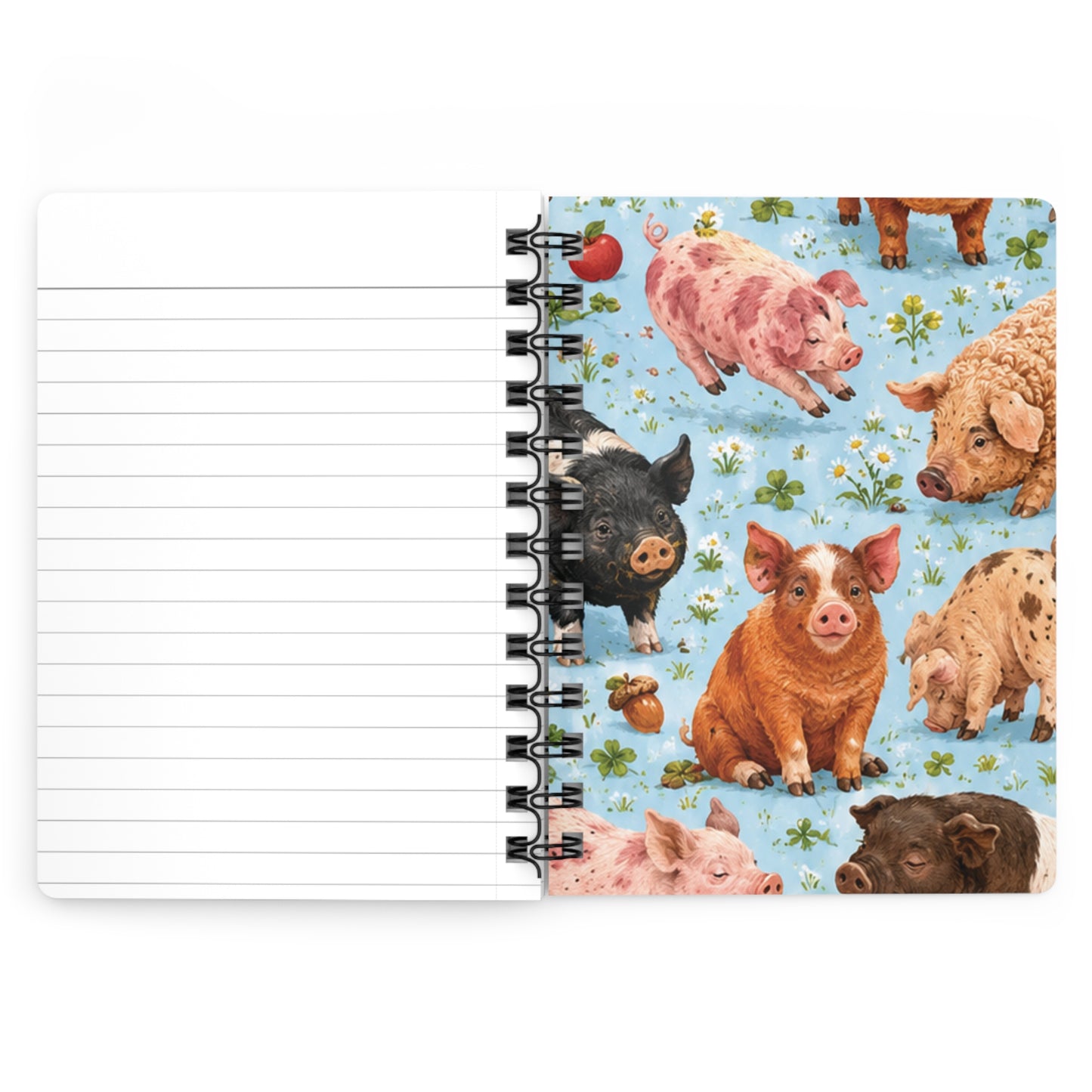 Pig Pattern Spiral Journal — Cute Farm Piglets Notebook for Kids & Animal Lovers