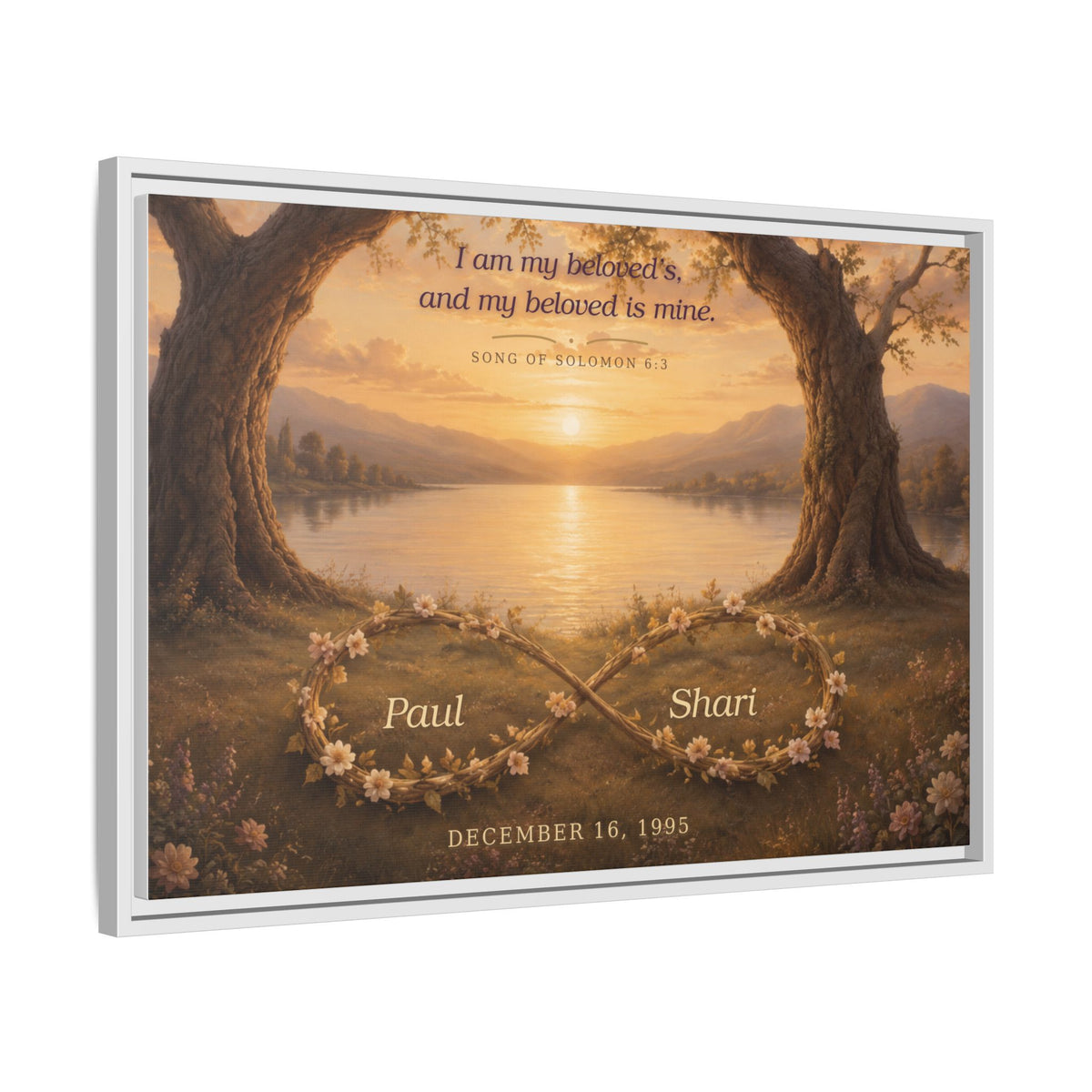 Framed Canvas Print — "I Am My Beloved's" Romantic Sunset Wall Art