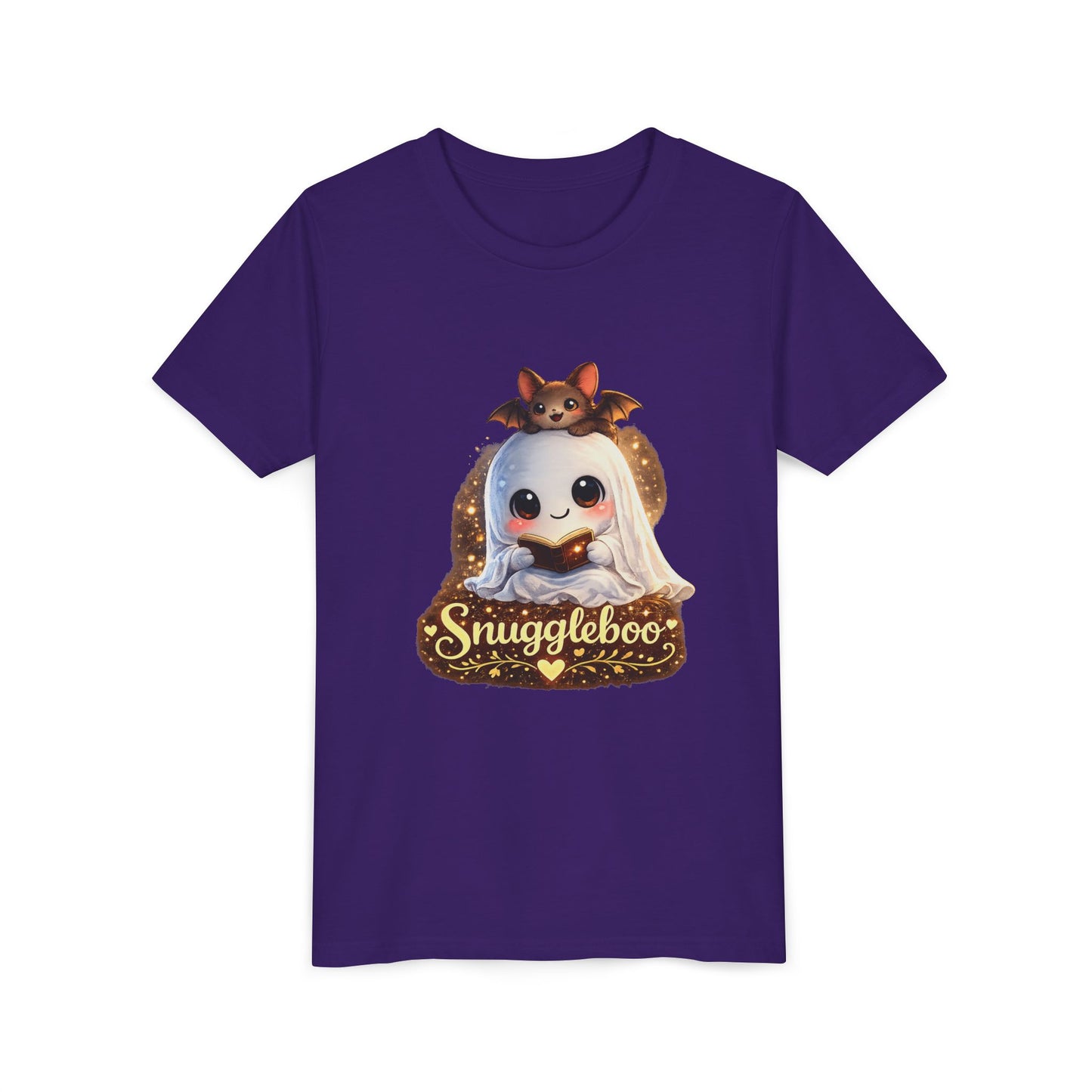 Youth Tee — "Snuggleboo" Cute Ghost & Bat Halloween Shirt