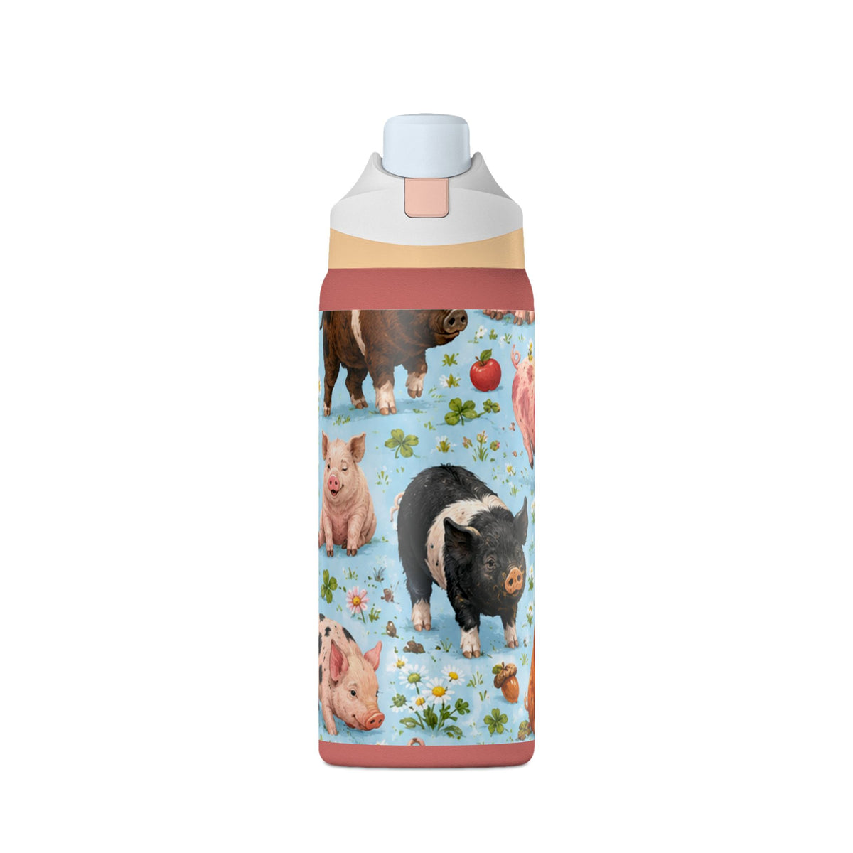 32oz Insulated Water Bottle — Cute Piglet Pattern Stainless Steel Tumbler