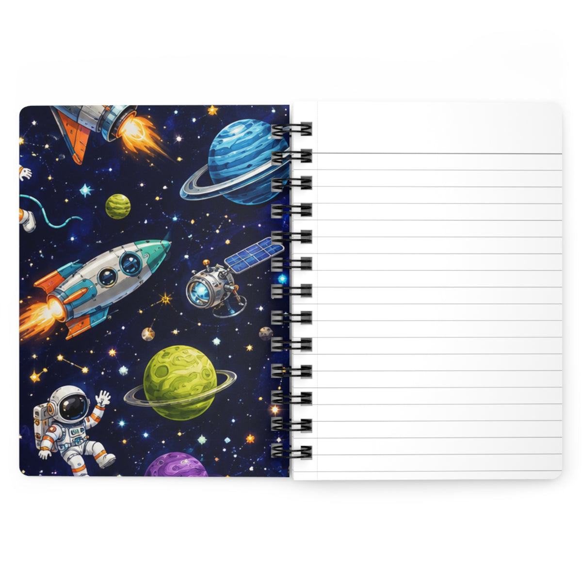 Space Rockets Spiral Notebook — Galaxy Rocketship Journal for Kids & Space Lovers