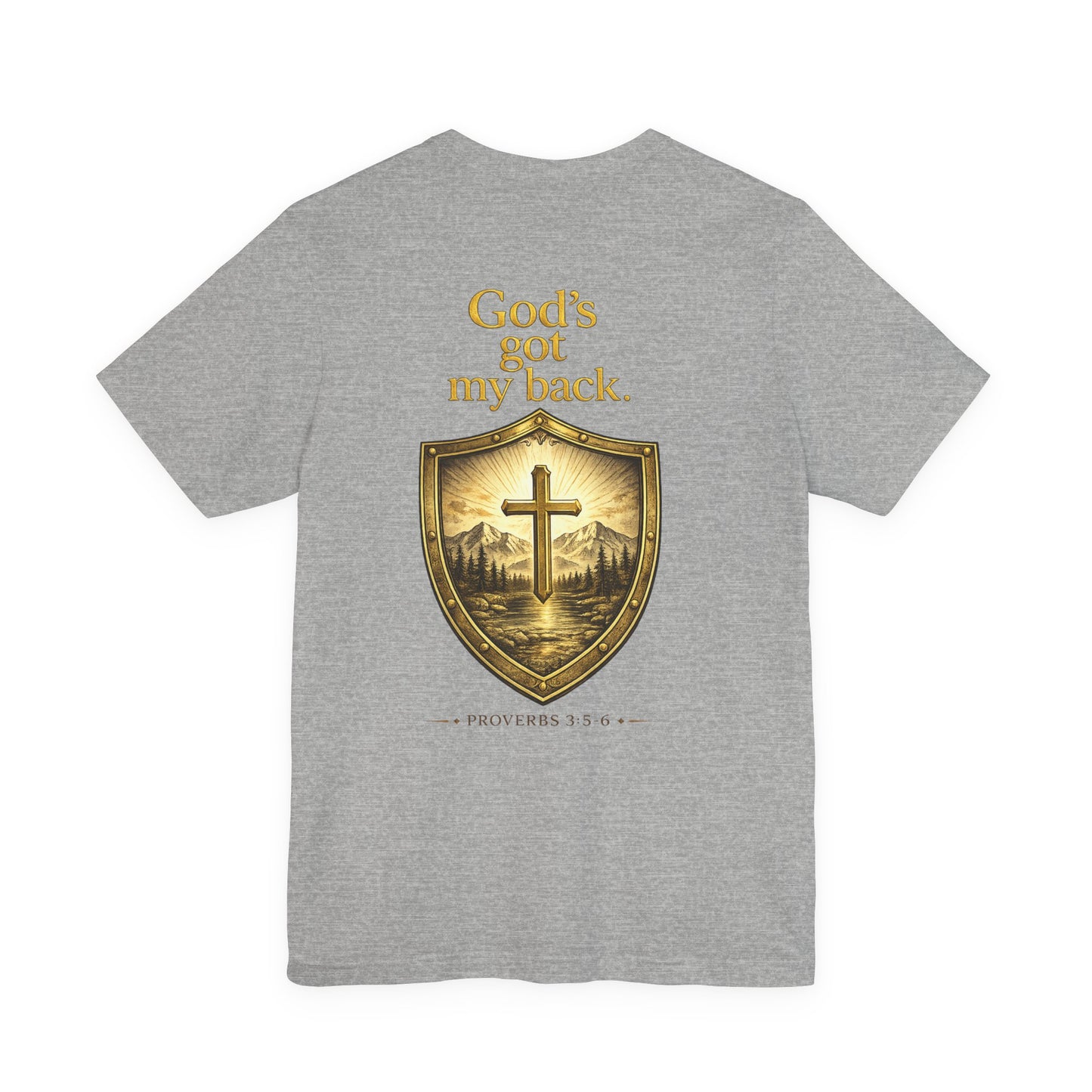 God's Got My Back Shield Tee — Christian Faith Cross T-Shirt